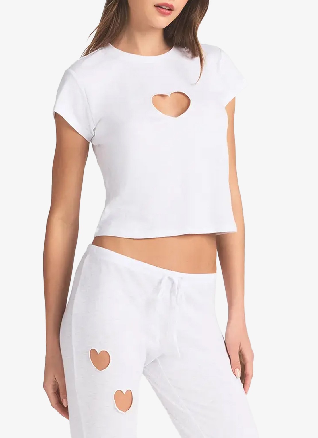 SKIMS Worn In Jersey cropped T-Shirt met cut-out detail - detail 2 snow