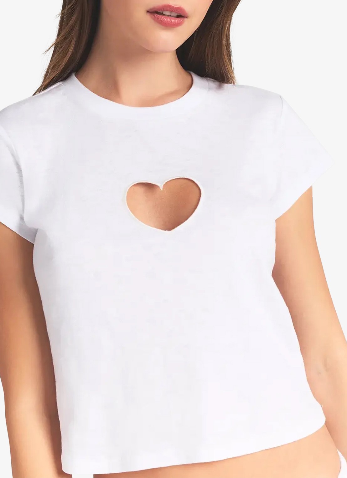 SKIMS Worn In Jersey cropped T-Shirt met cut-out detail - detail 3 snow