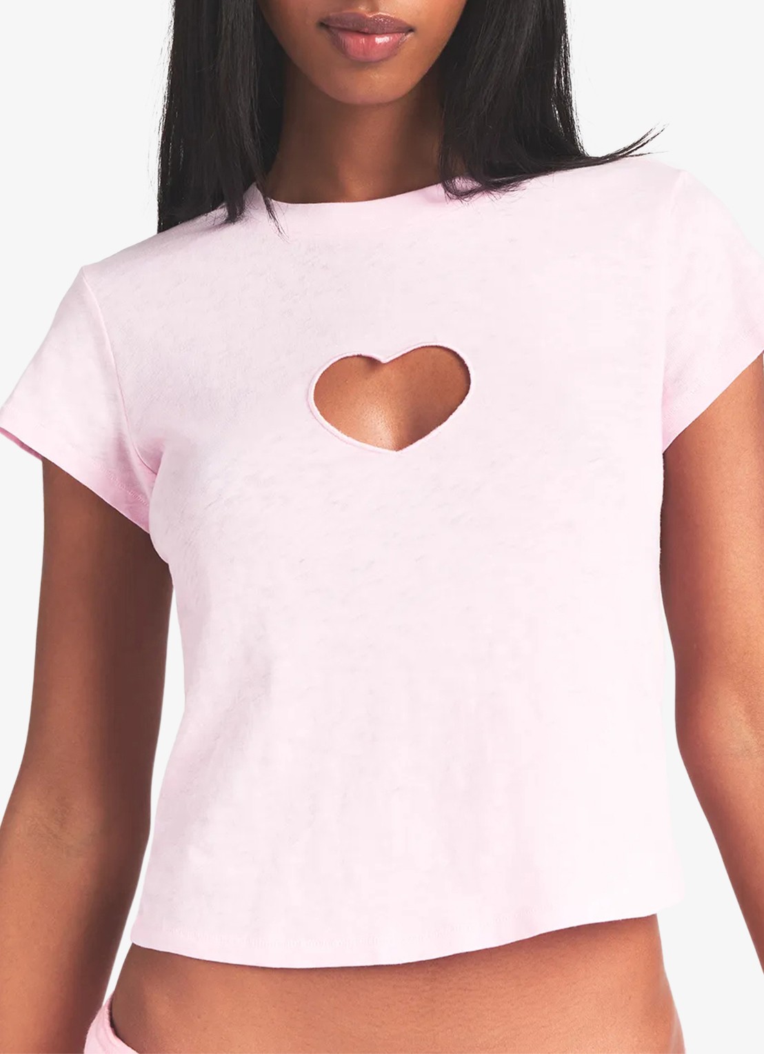 SKIMS Worn In Jersey cropped T-Shirt met cut-out detail - detail 2 baby pink