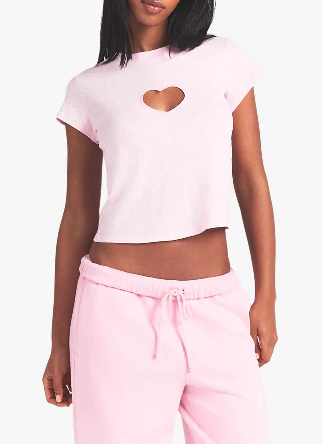 SKIMS Worn In Jersey cropped T-Shirt met cut-out detail - detail 3 baby pink