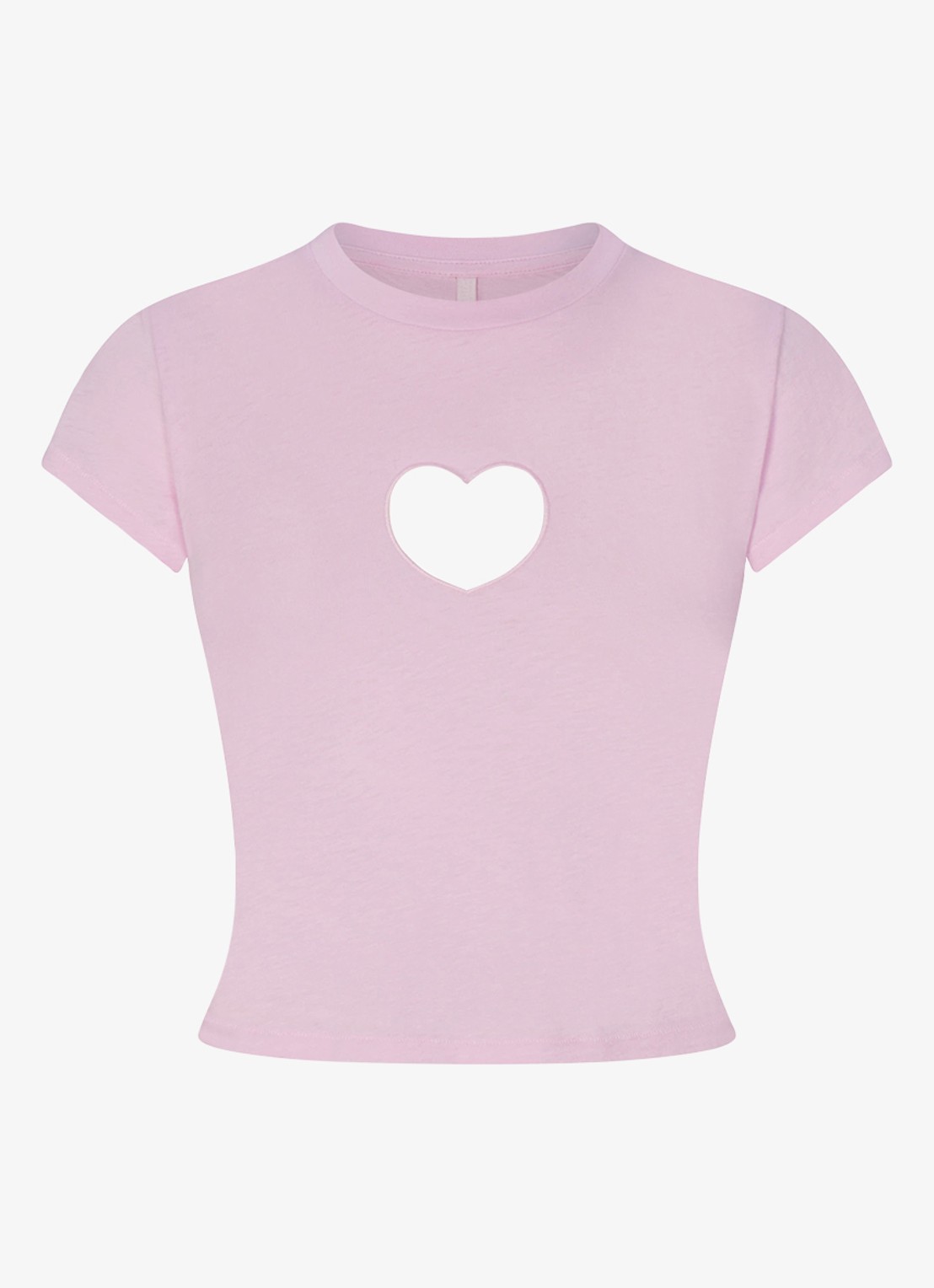 SKIMS Worn In Jersey cropped T-Shirt met cut-out detail - voorkant 4 baby pink