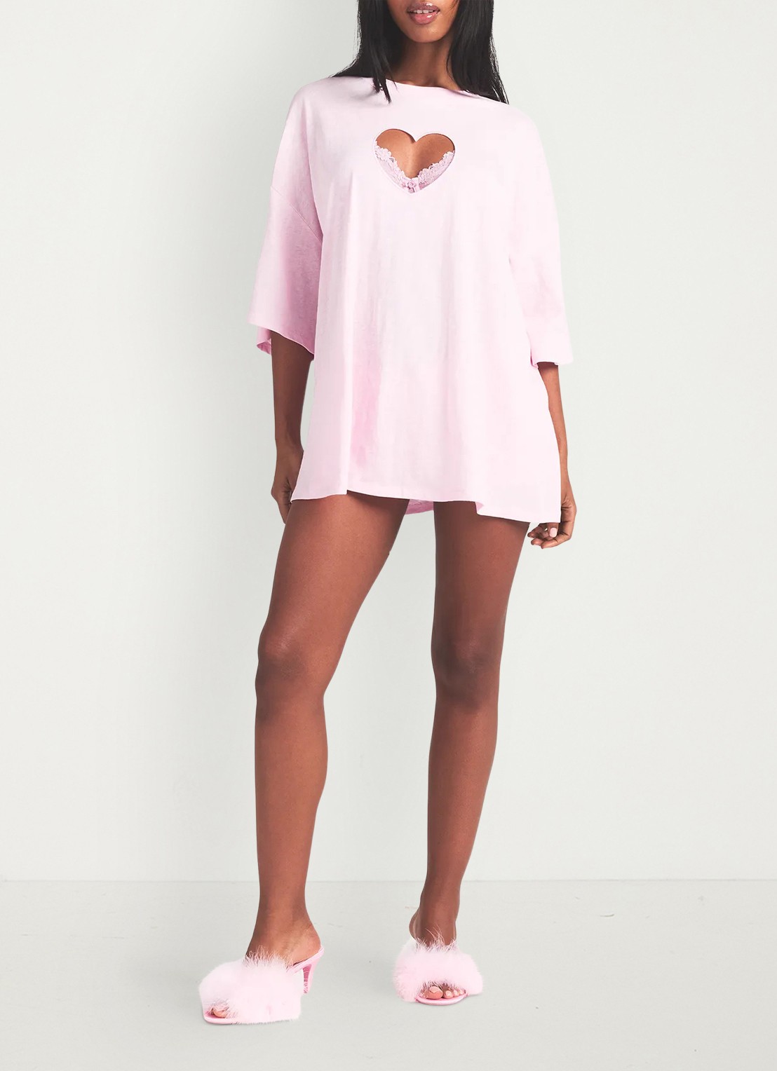 SKIMS Worn In Jersey Oversized T-Shirt met cut-out detail - detail 2 baby pink