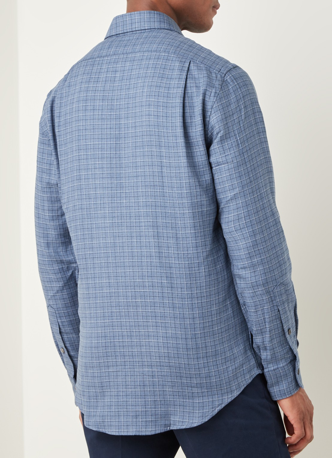 Slim fit overhemd met ruitdessin - achterkant plaid - navy