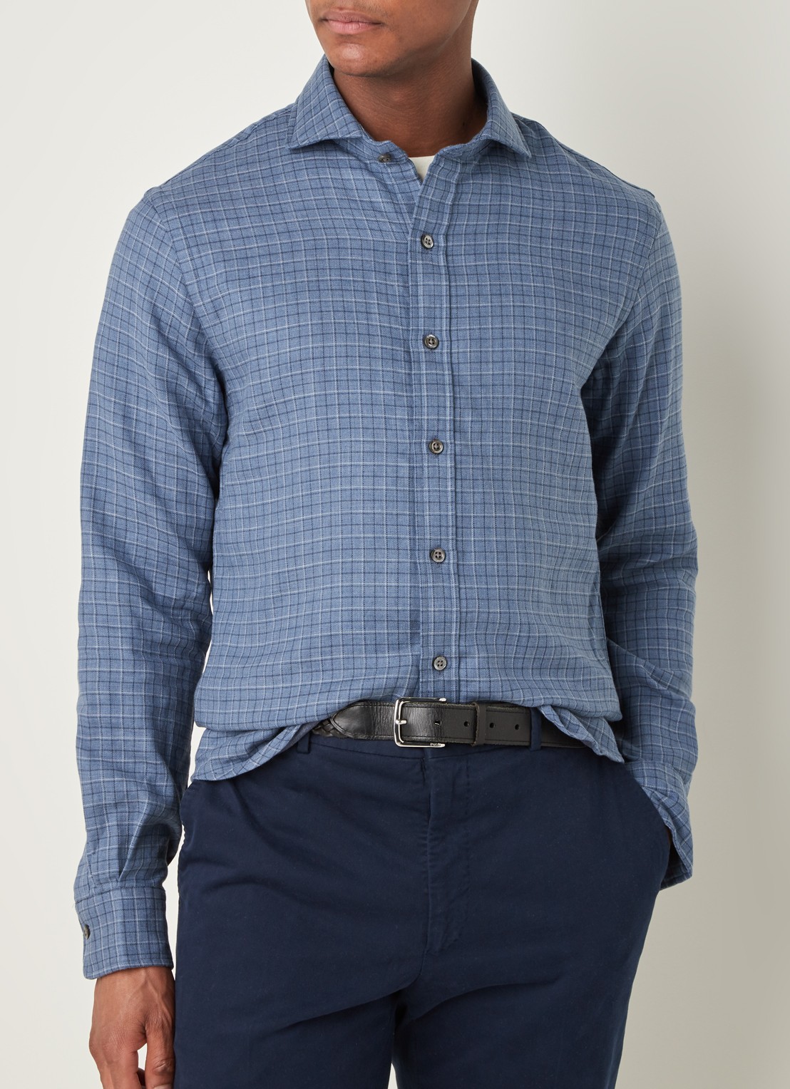 Slim fit overhemd met ruitdessin - detail 2 plaid - navy