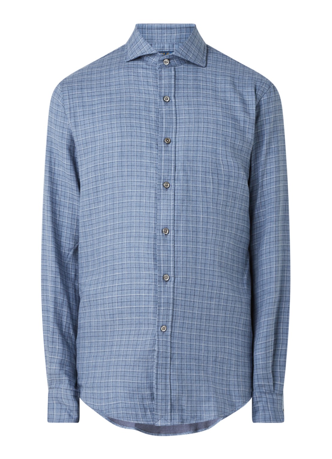 Slim fit overhemd met ruitdessin - voorkant 3 plaid - navy