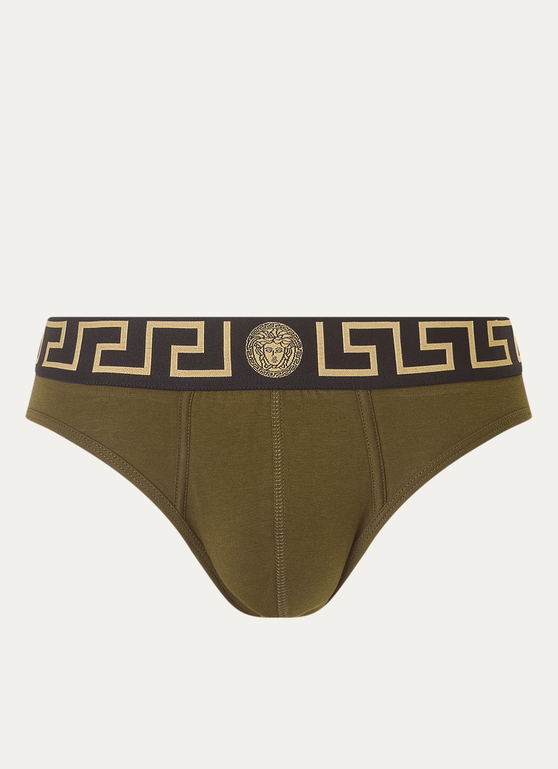 Slip met logoband - voorkant olijfgroen