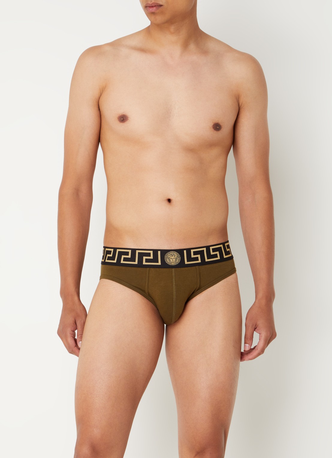 Slip met logoband - voorkant 2 olijfgroen