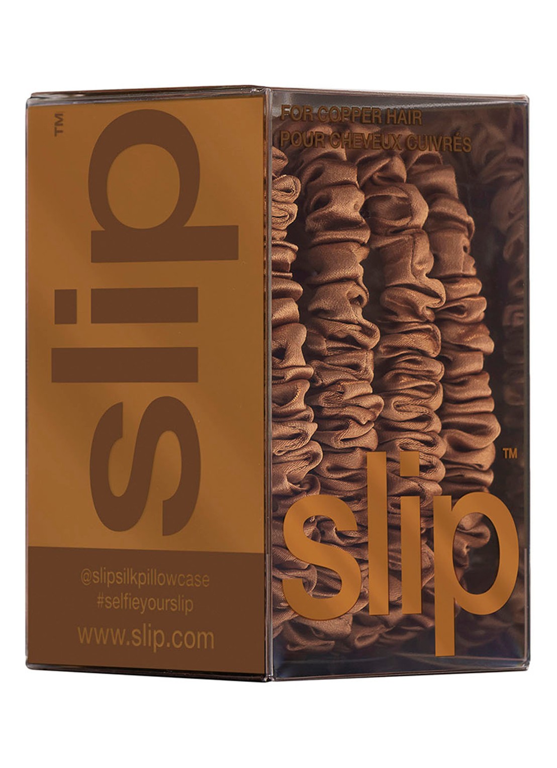 slip Pure Silk Skinny Scrunchies - zijden haarelastiek - detail 6 copper