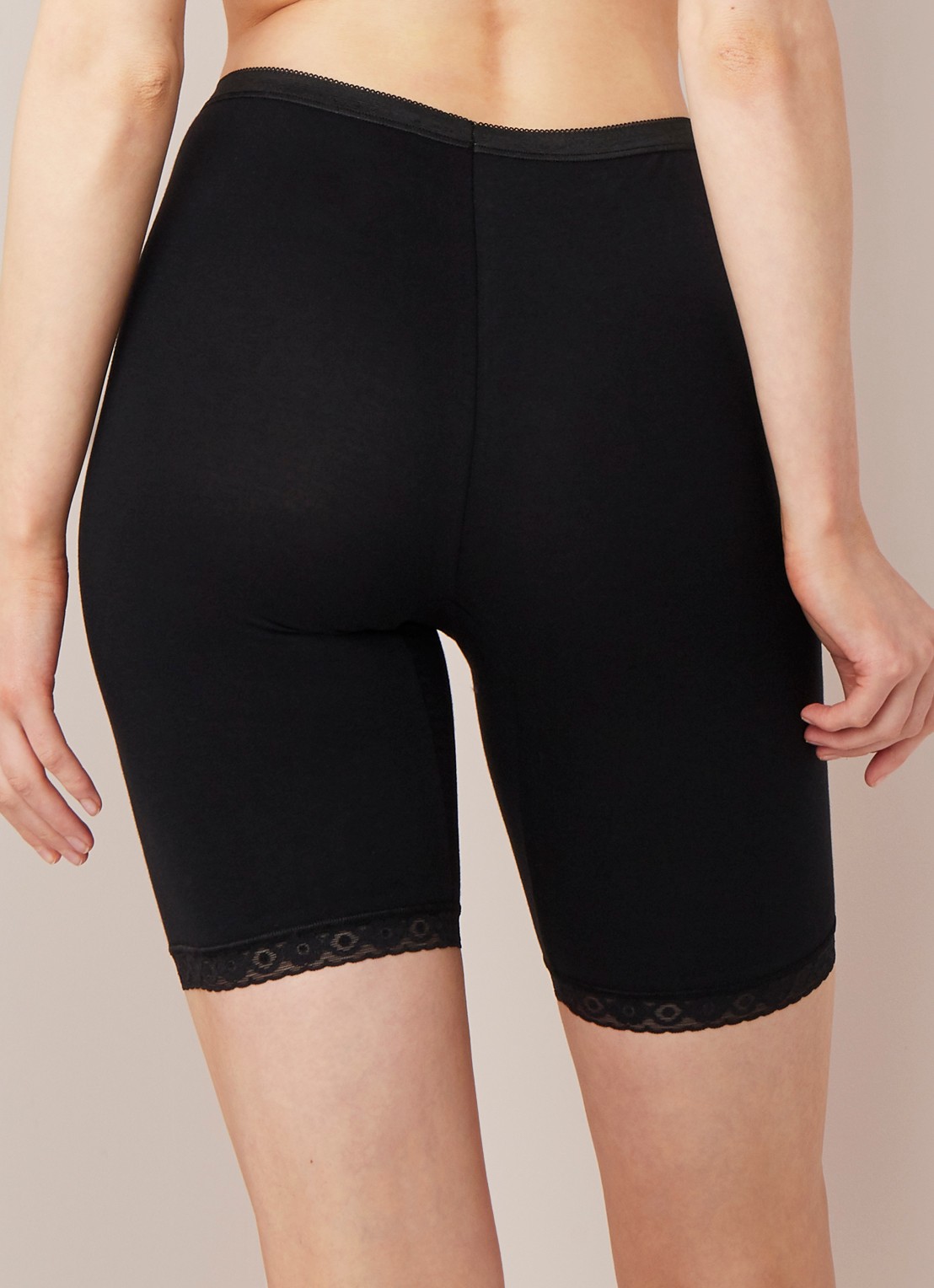 Sloggi Basic+ long halflange shorts met kant - achterkant 3 zwart