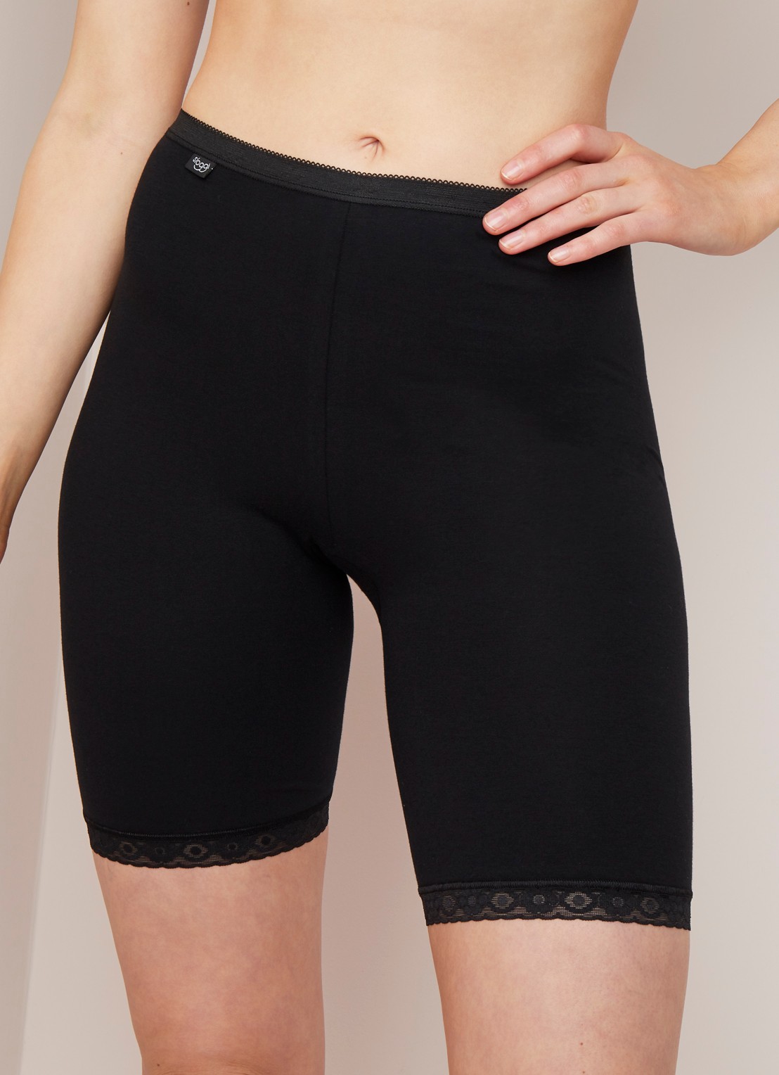 Sloggi Basic+ long halflange shorts met kant - detail 2 zwart