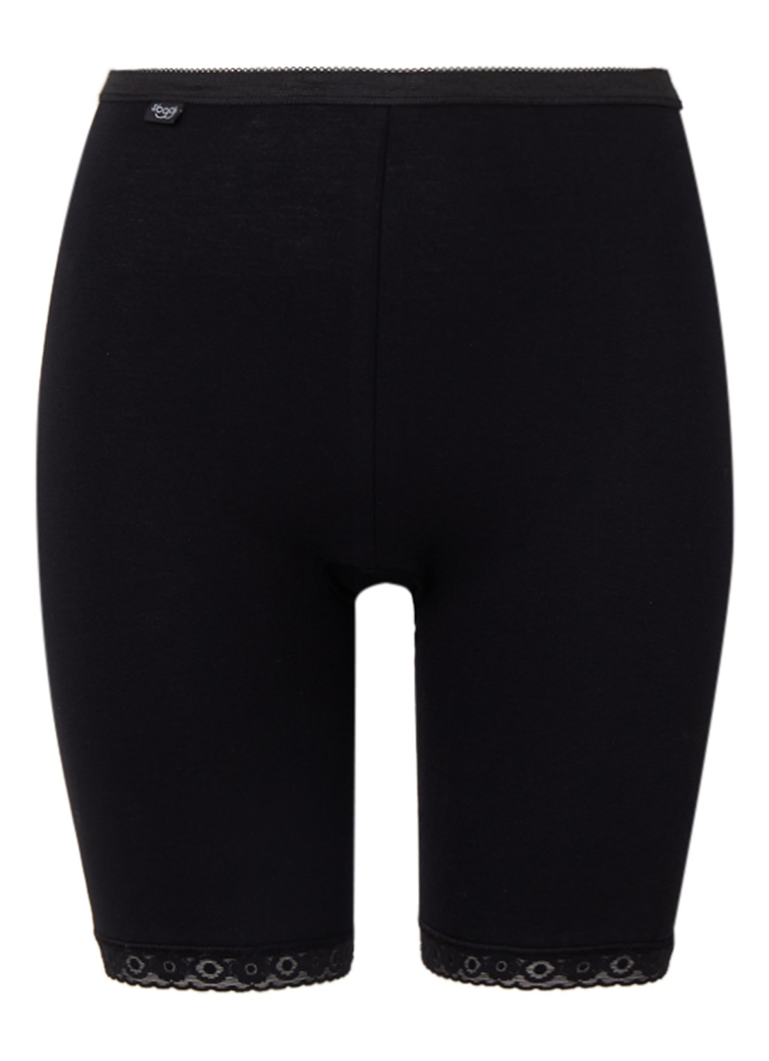 Sloggi Basic+ long halflange shorts met kant - voorkant zwart