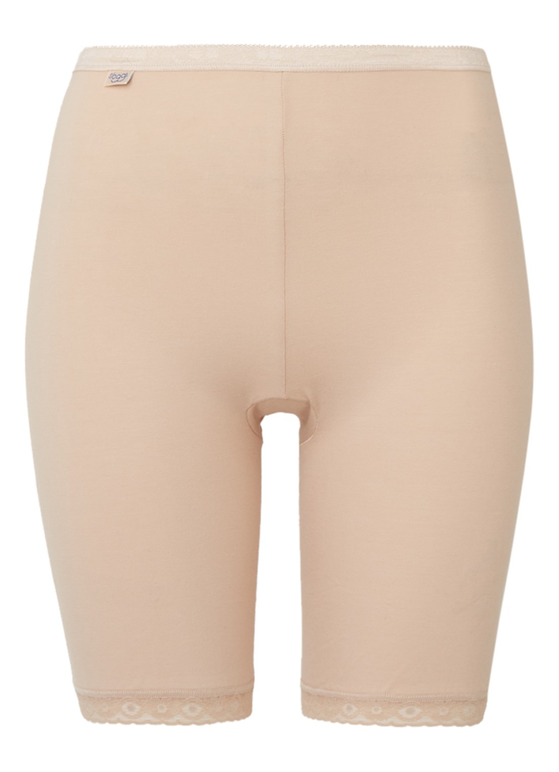 Sloggi Basic+ long halflange shorts met kant - voorkant beige