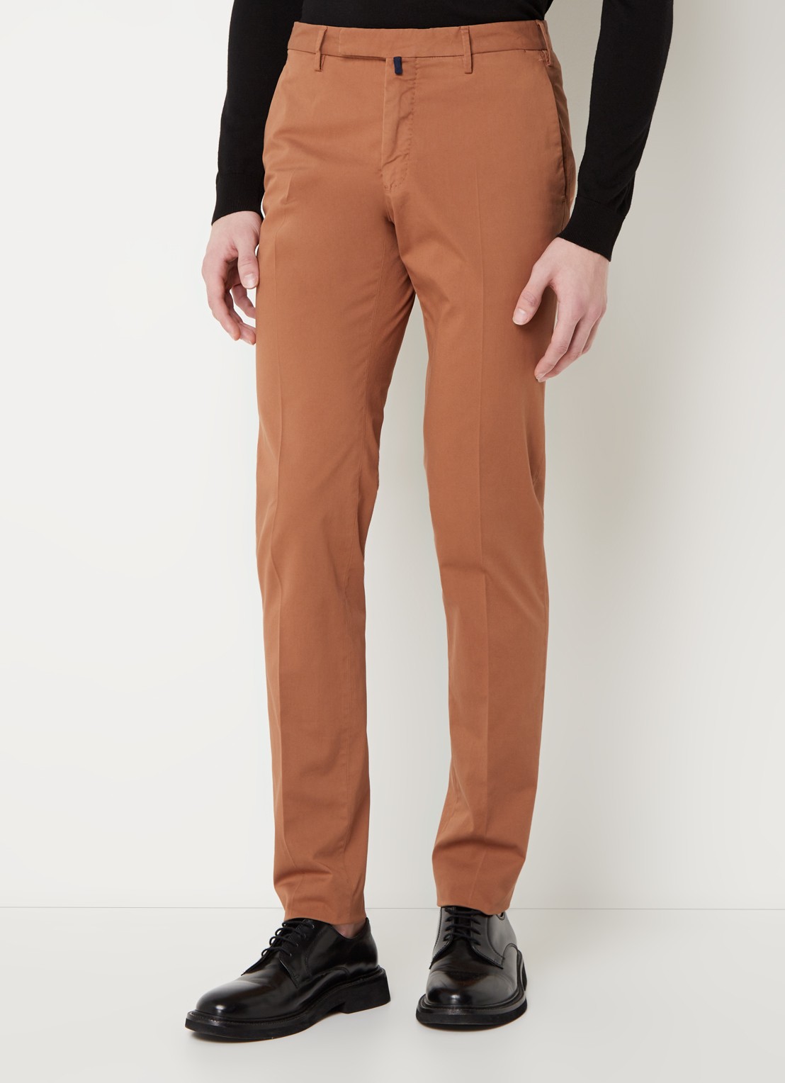 Slowear Royal Batavia slim fit chino met steekzakken - detail bruin