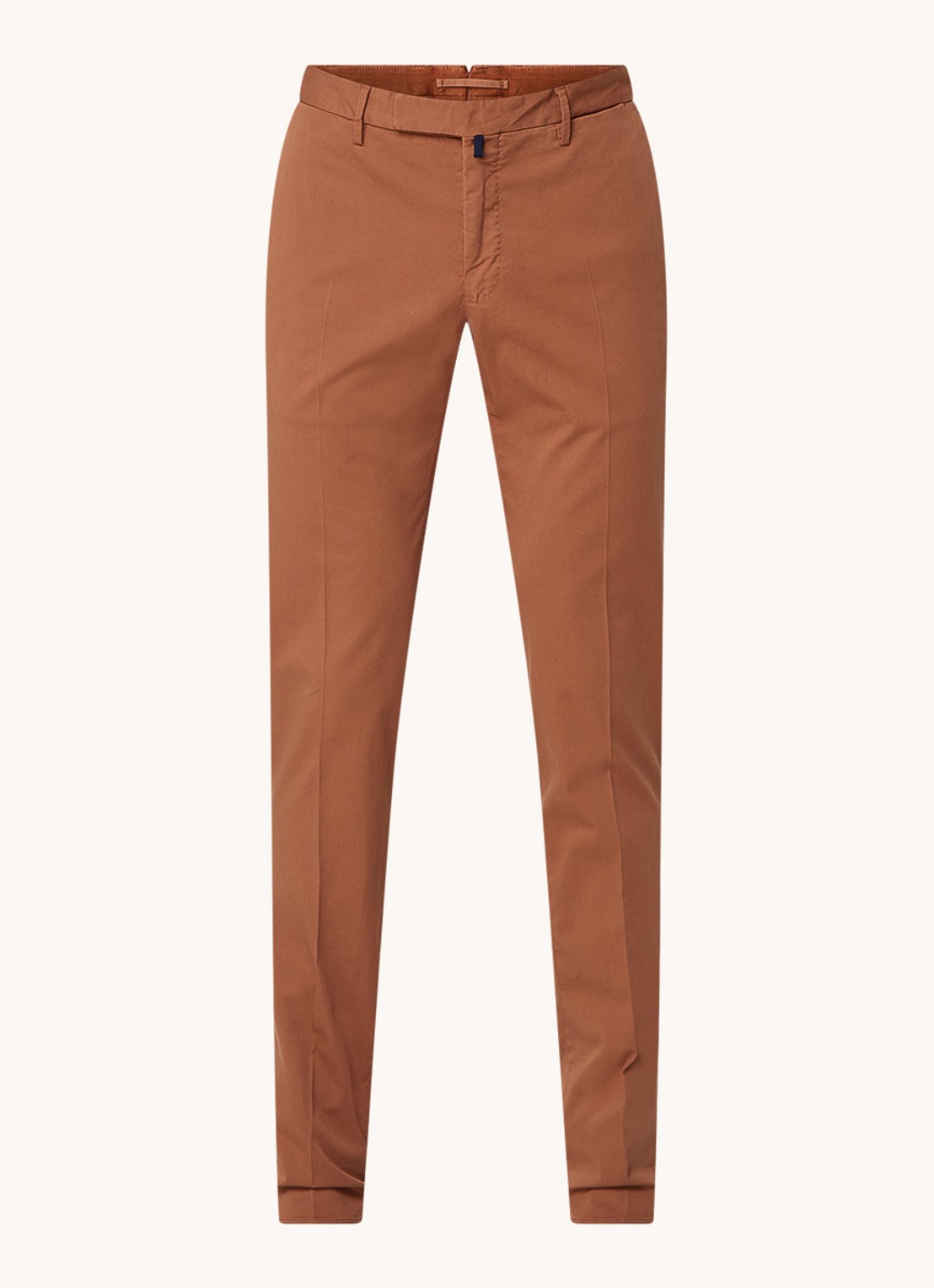 Slowear Royal Batavia slim fit chino met steekzakken - voorkant 3 bruin