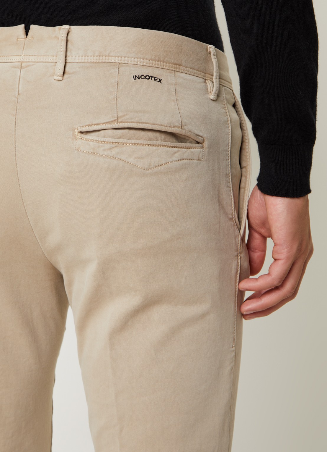 Slowear Slim fit chino met steekzakken - detail 6 donkerbeige