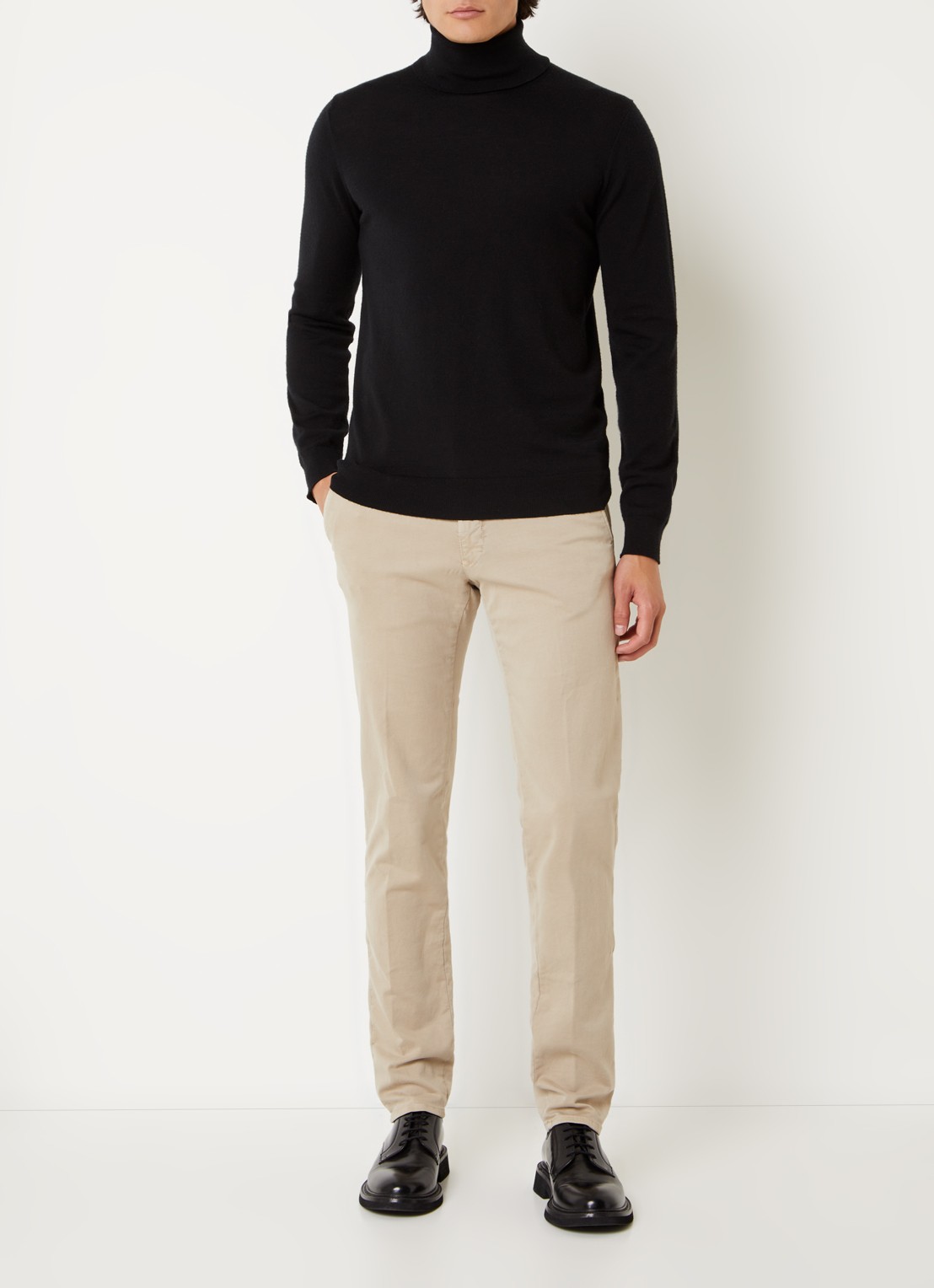 Slowear Slim fit chino met steekzakken - voorkant 3 donkerbeige
