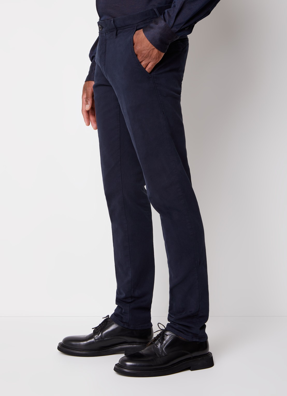 Slowear Slim fit chino met steekzakken - detail 5 donkerblauw