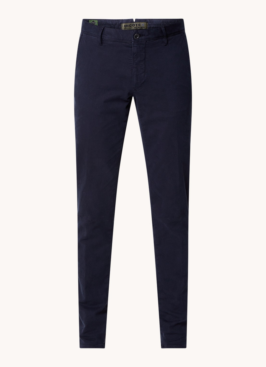Slowear Slim fit chino met steekzakken - voorkant 2 donkerblauw
