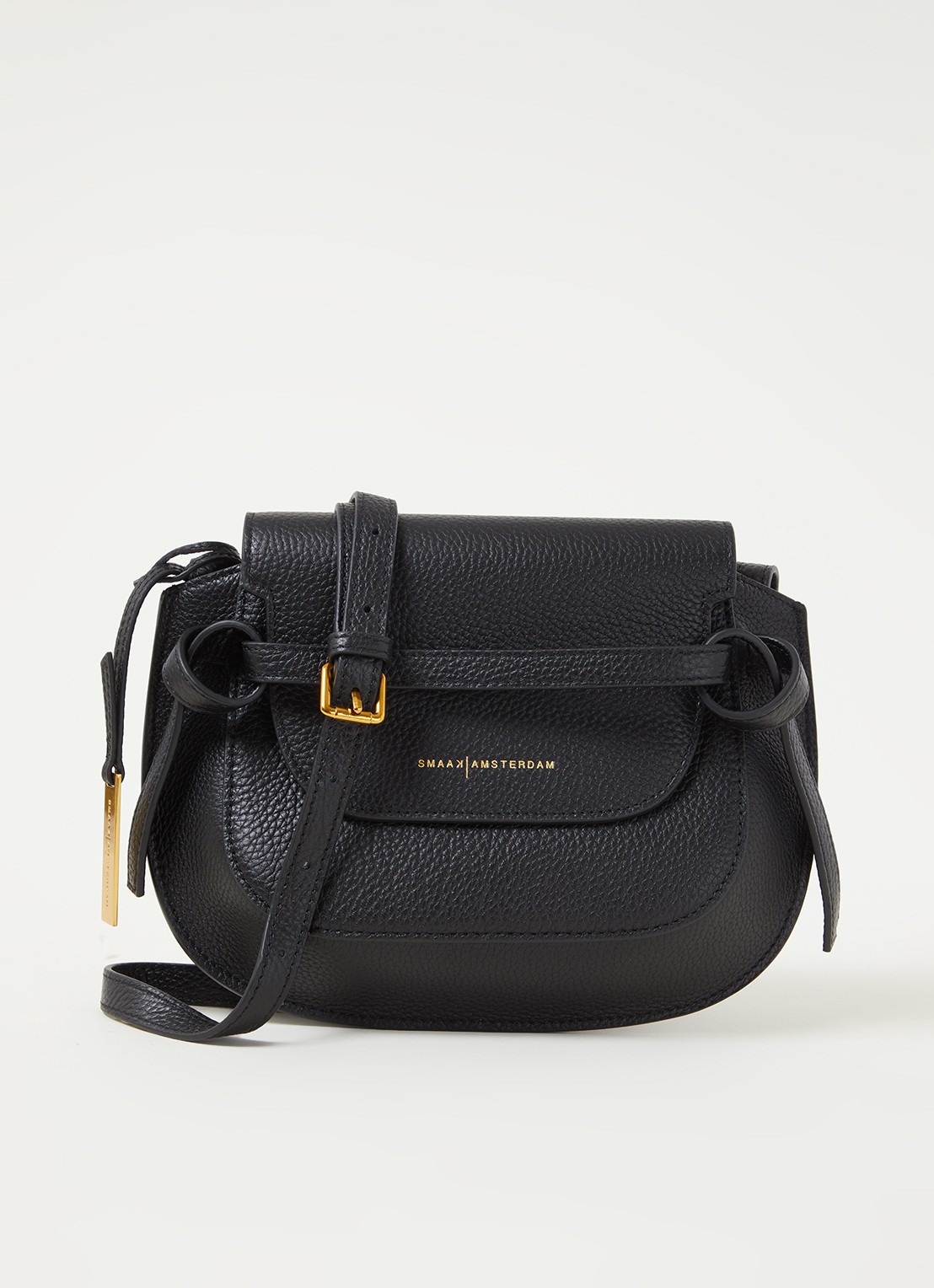 Smaak Clint crossbodytas van leer - voorkant 4 zwart