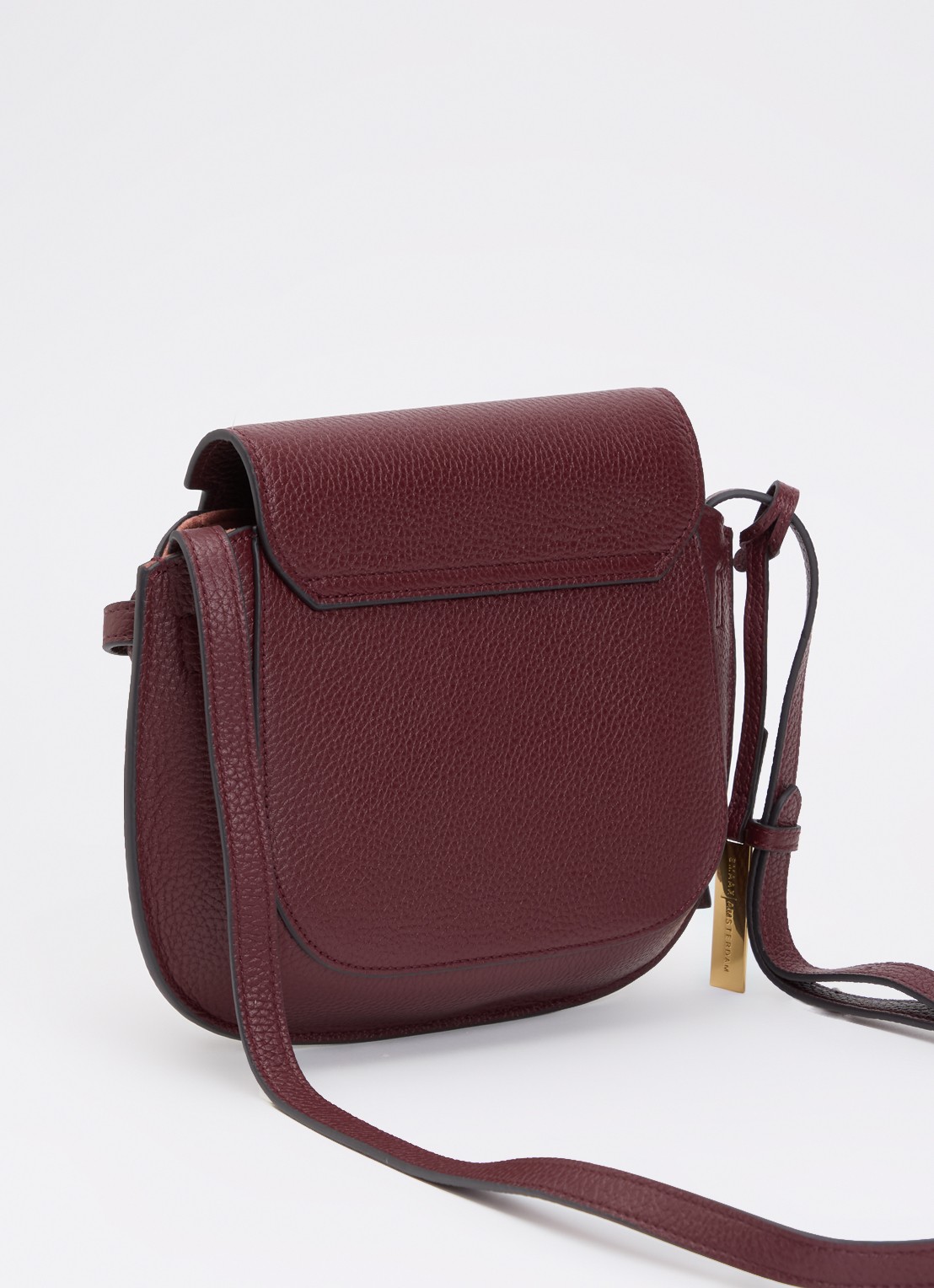 Smaak Clint crossbodytas van leer - achterkant bordeauxrood