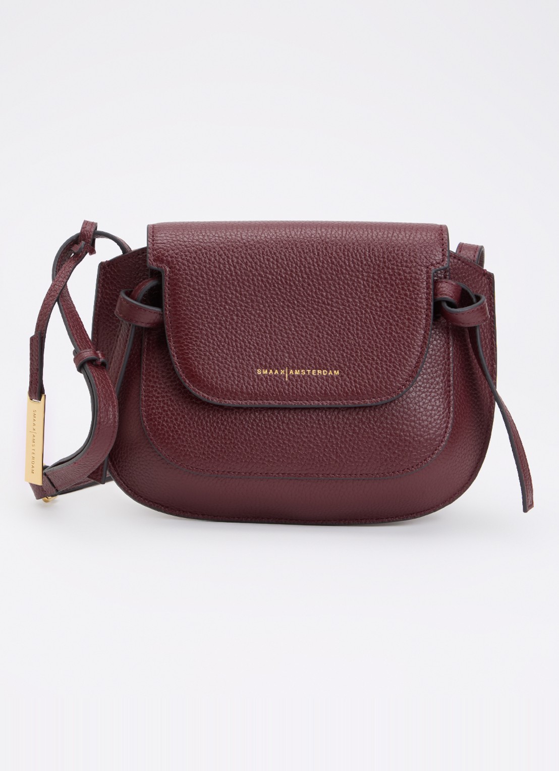Smaak Clint crossbodytas van leer - voorkant 5 bordeauxrood