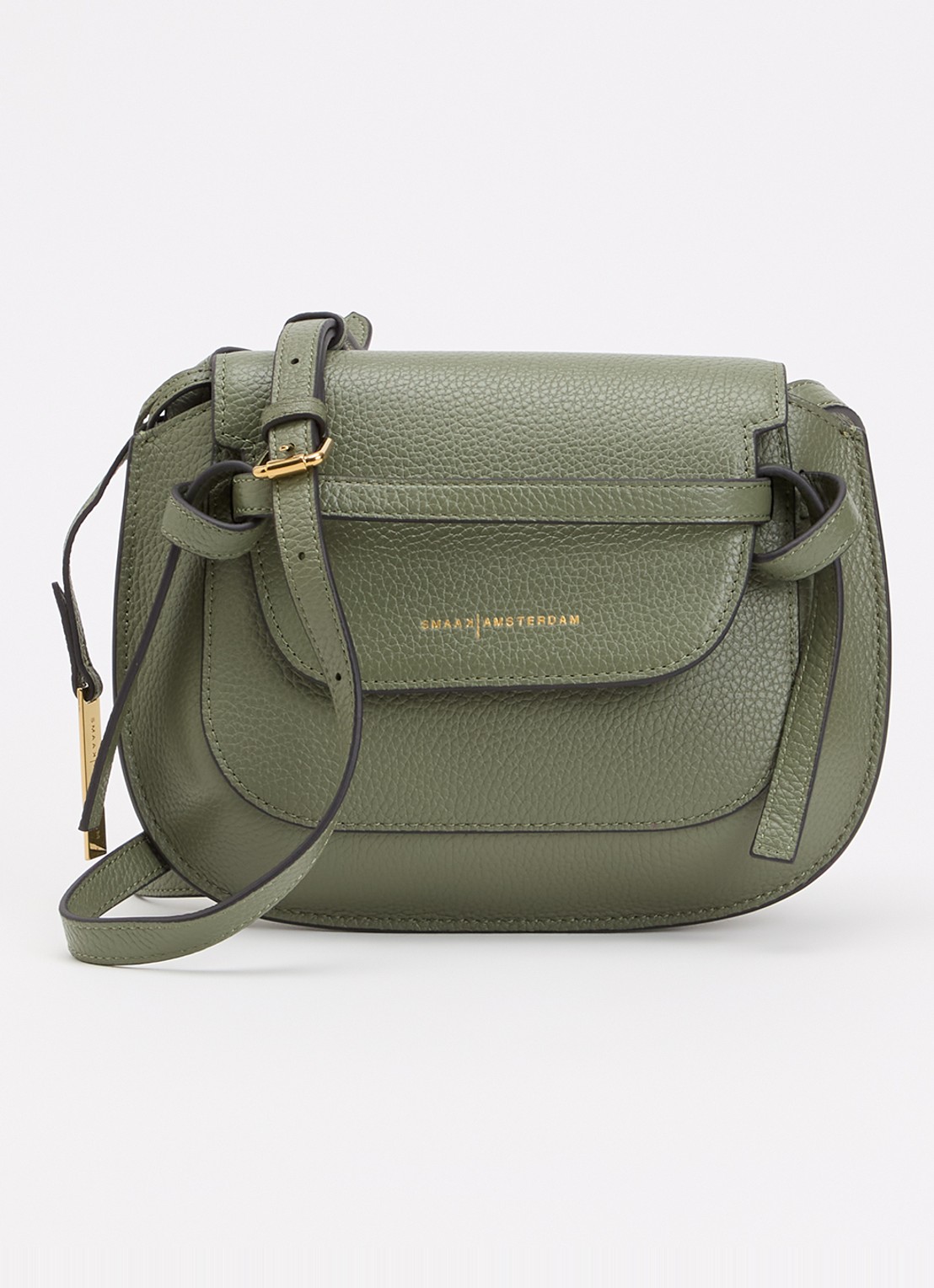 Smaak Clint crossbodytas van leer - voorkant 2 lindegroen