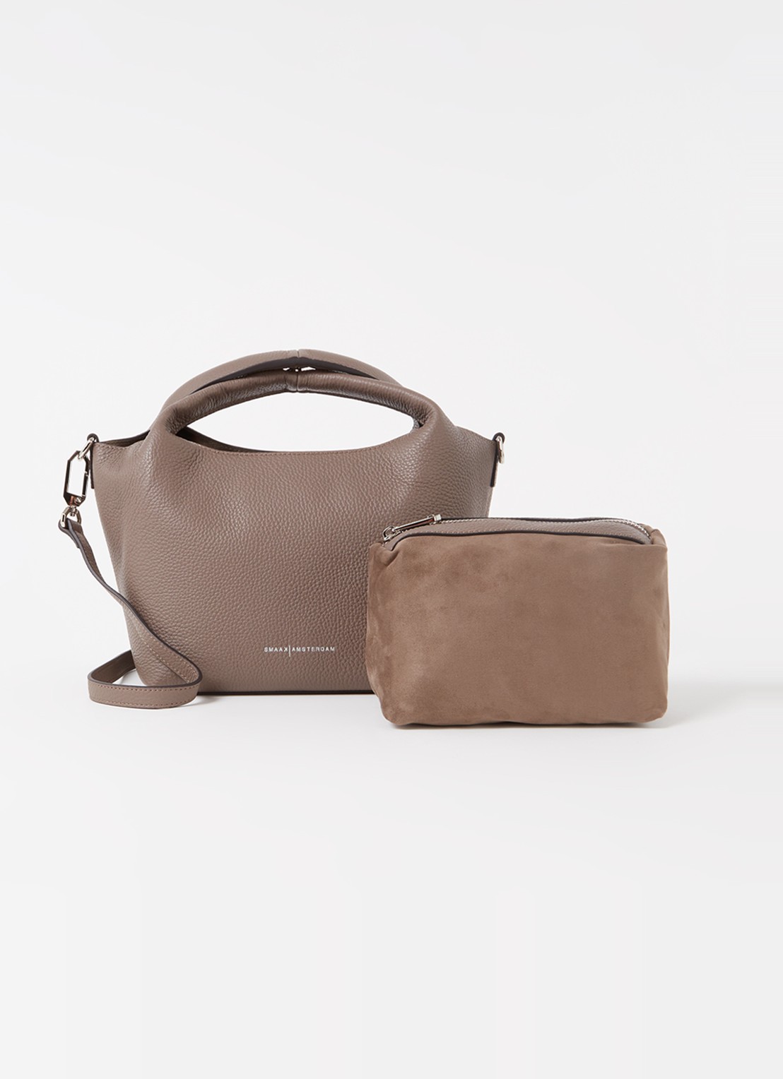 Smaak Daisy handtas van leer met uitneembaar etui - voorkant 3 taupe