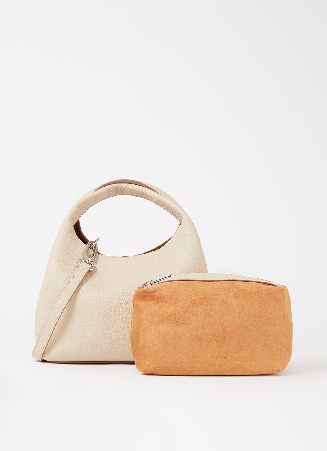 Smaak Daisy Mini Shopper handtas van leer met uitneembare etui - voorkant 4 ivoor