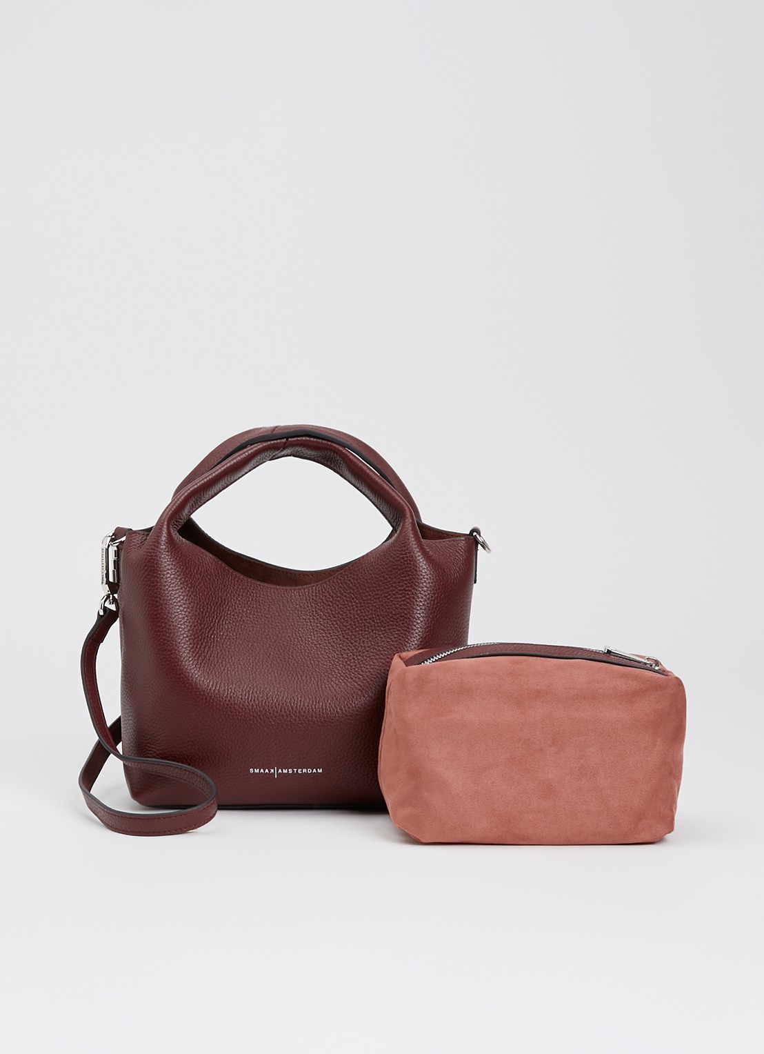 Smaak Daisy Mini Shopper handtas van leer met uitneembare etui - voorkant 2 bordeauxrood