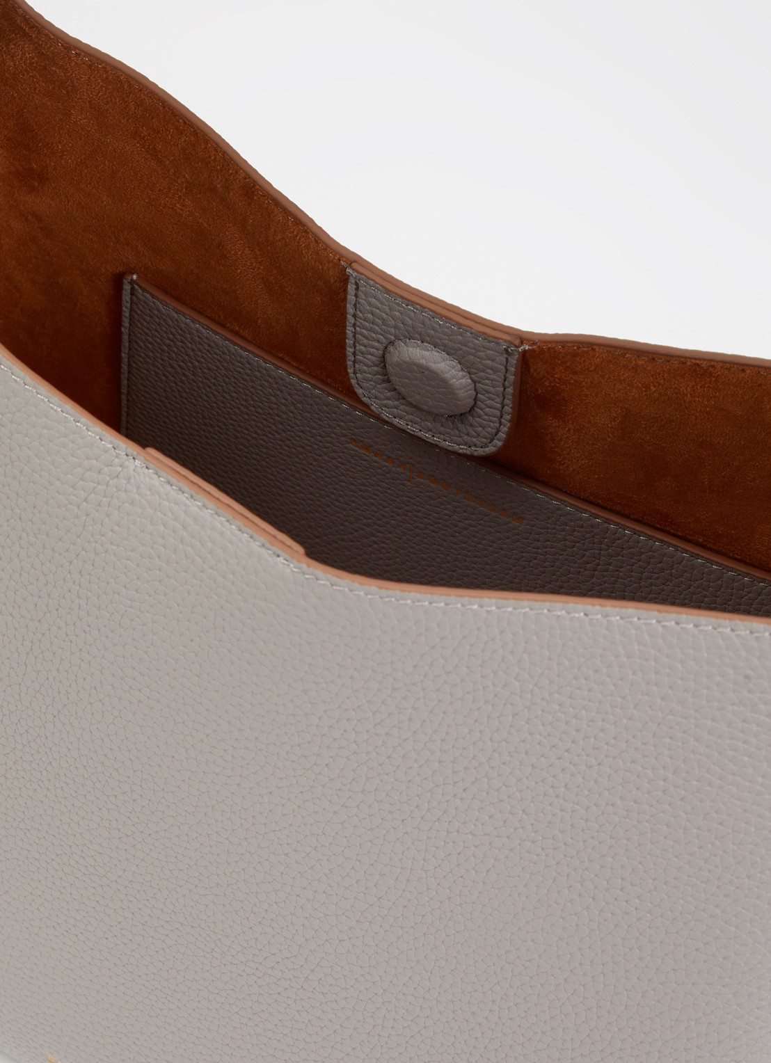 Smaak Elles schoudertas van leer met afneembare schouderriem - detail 3 taupe