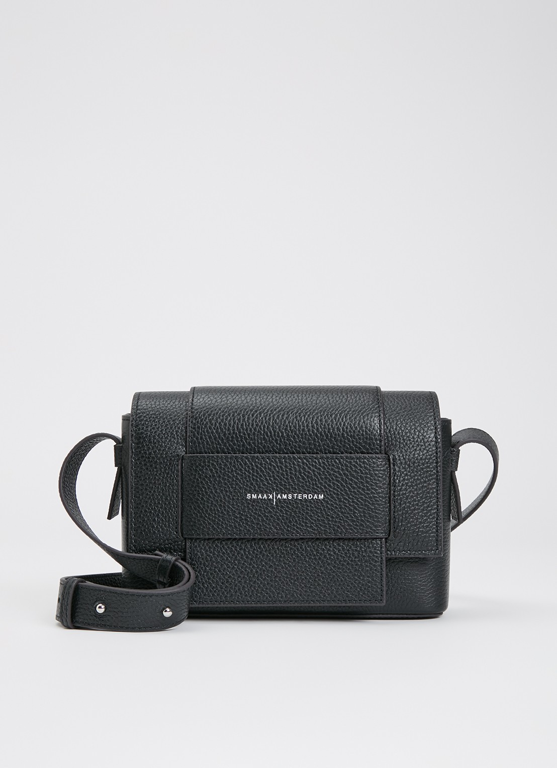 Smaak Megan crossbodytas van leer met logo - voorkant 4 zwart