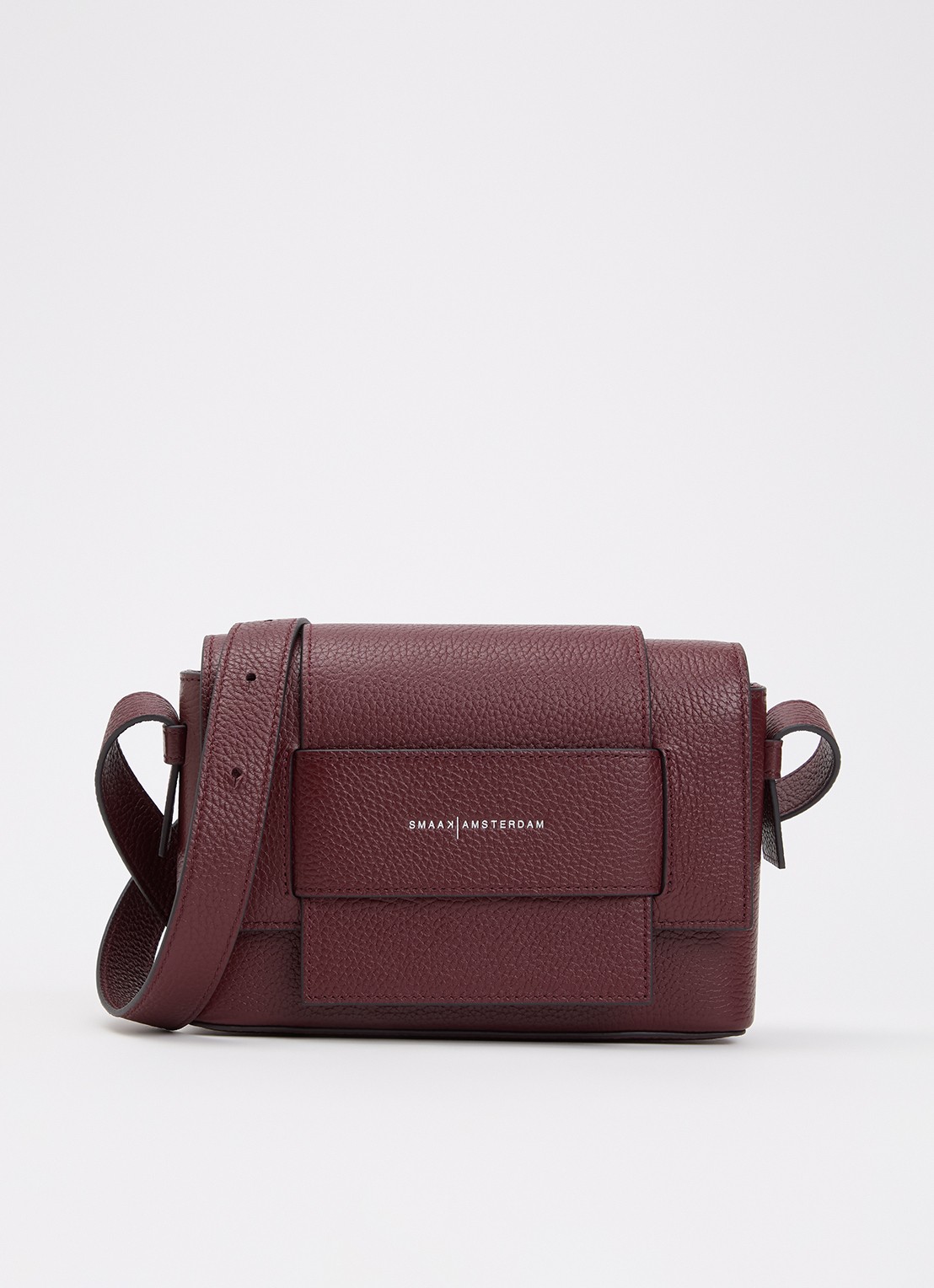 Smaak Megan crossbodytas van leer met logo - voorkant bordeauxrood
