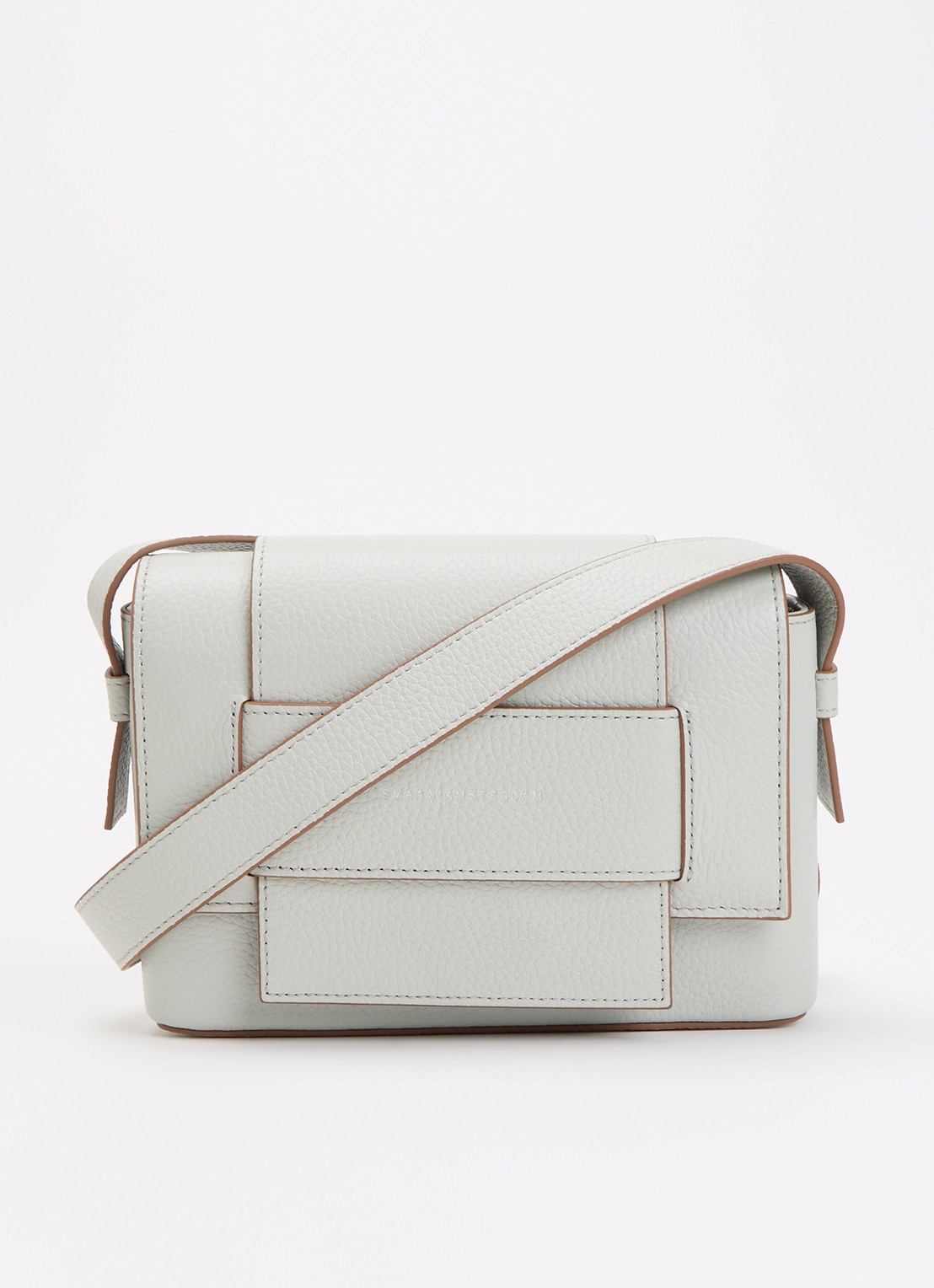 Smaak Megan crossbodytas van leer - voorkant 5 lichtgrijs