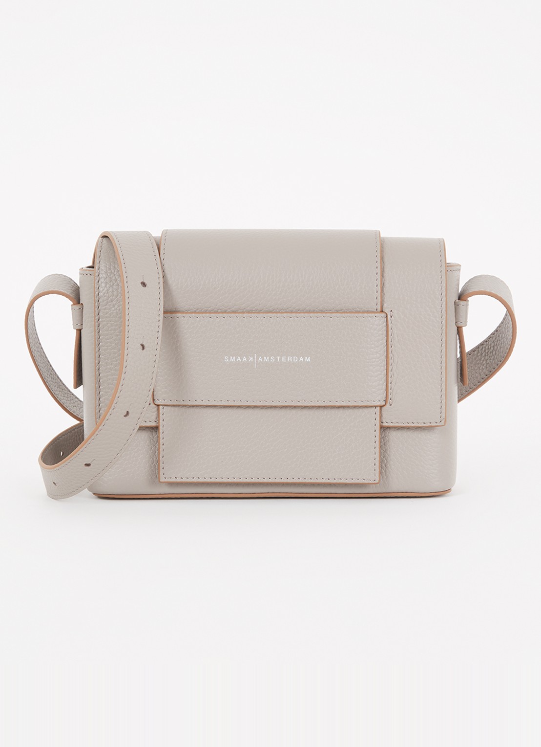 Smaak Megan crossbodytas van leer - voorkant 3 taupe