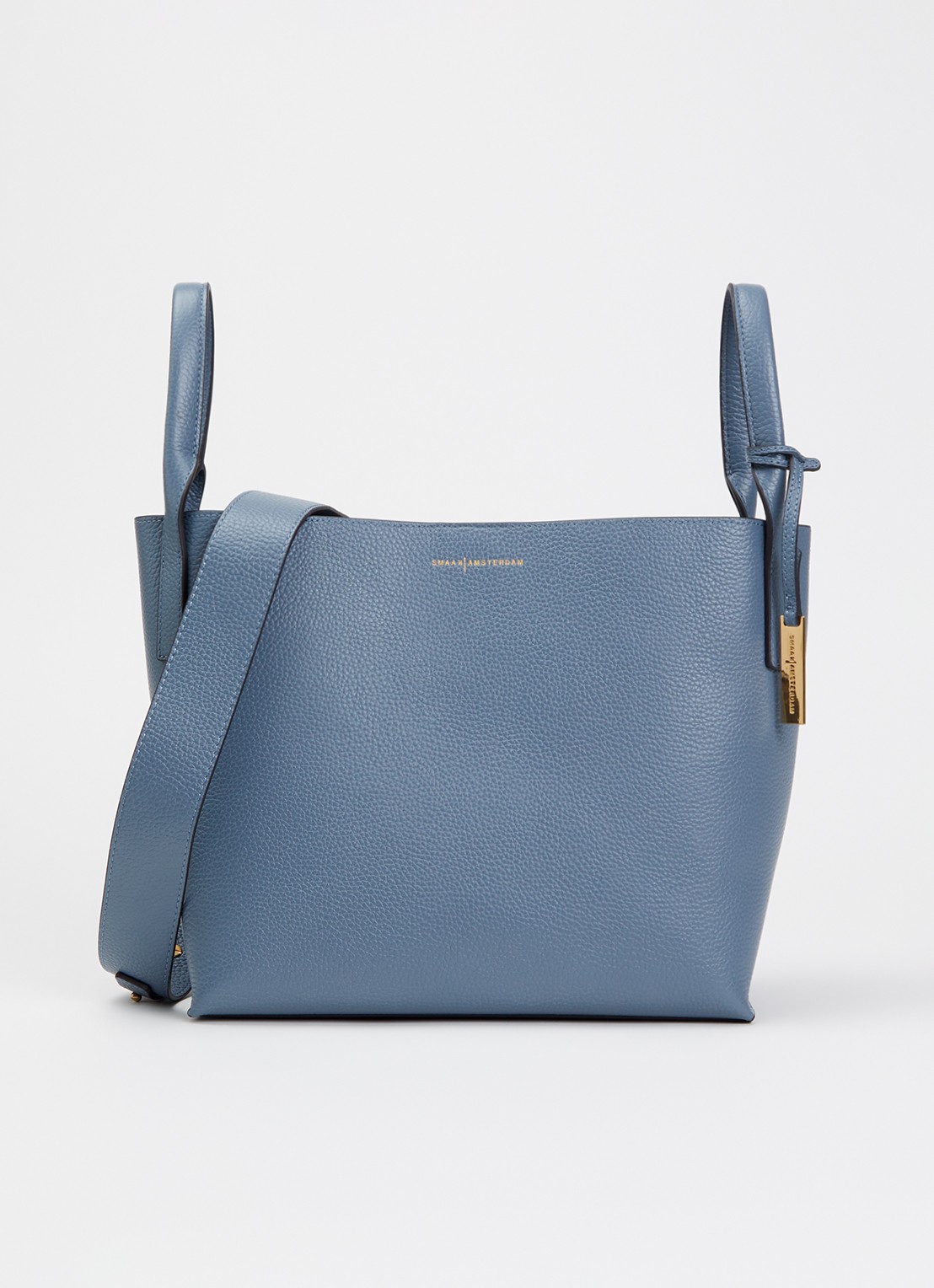 Smaak Scott crossbodytas van leer met uitneembaar etui - voorkant 2 staalblauw