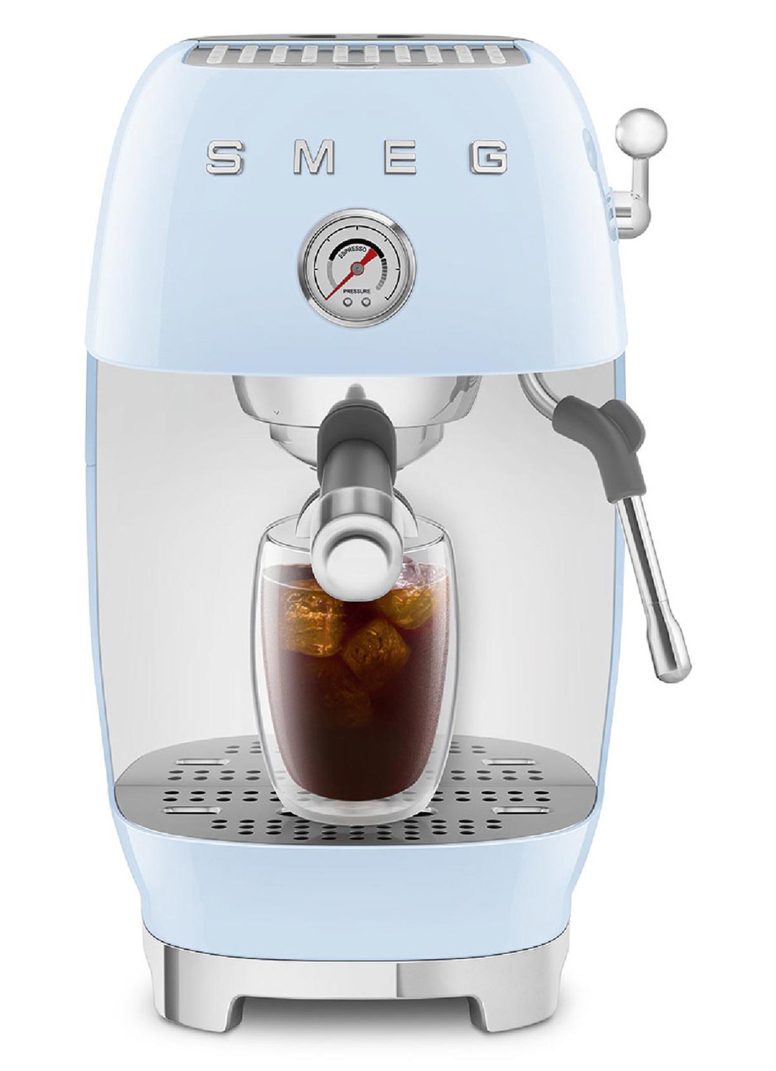 SMEG 50's Style handmatige espressomachine ECF03 - detail lichtblauw