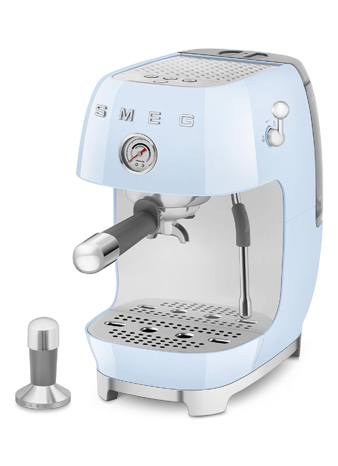 SMEG 50's Style handmatige espressomachine ECF03 - voorkant 3 lichtblauw