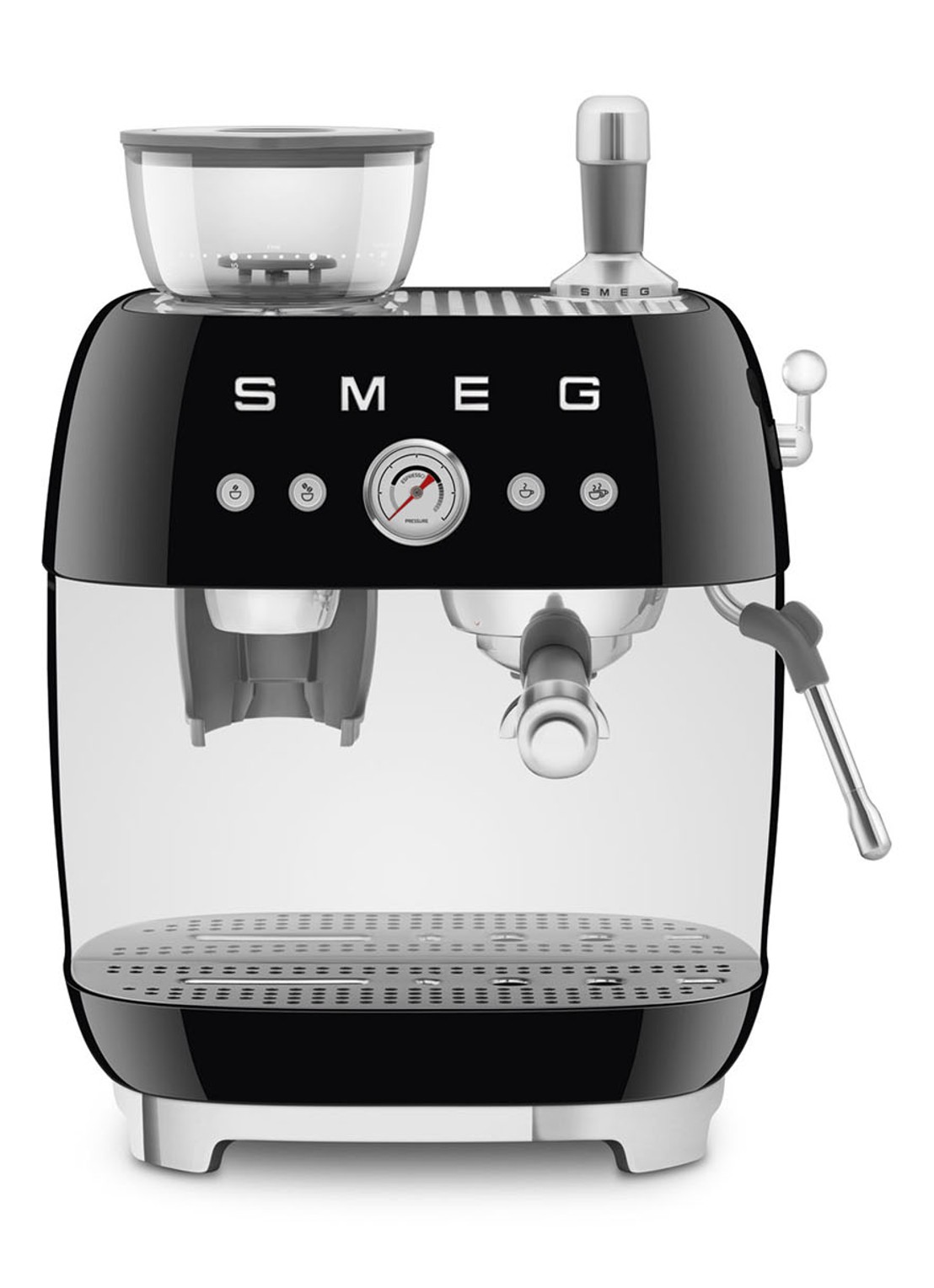 SMEG 50's Style handmatige espressomachine EGF03BLEU - voorkant zwart