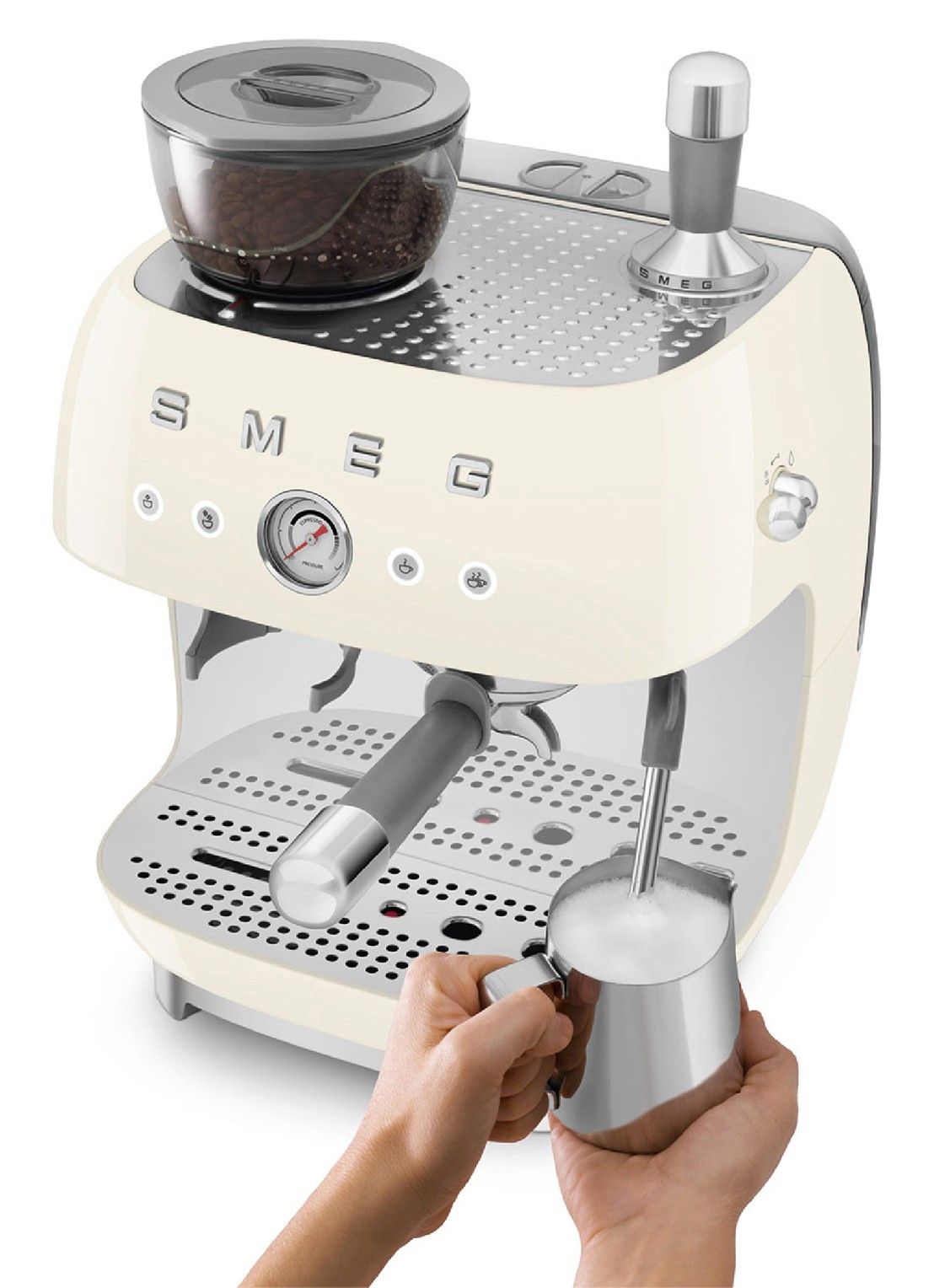 SMEG 50's Style handmatige espressomachine EGF03CREU - detail 4 crème
