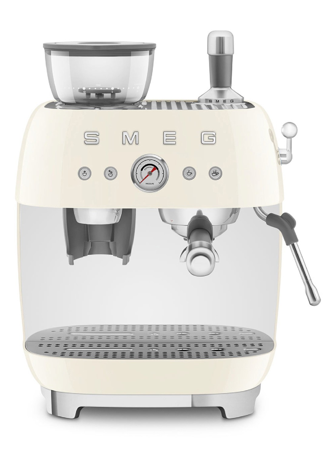 SMEG 50's Style handmatige espressomachine EGF03CREU - voorkant 2 crème