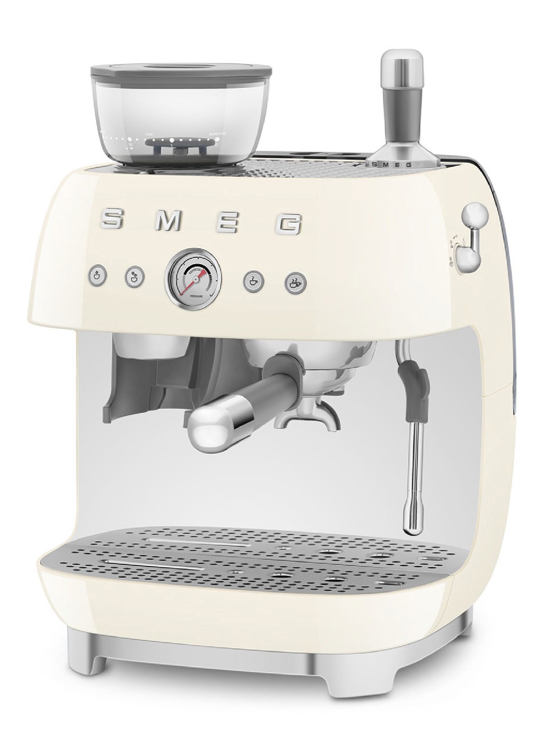 SMEG 50's Style handmatige espressomachine EGF03CREU - voorkant 3 crème