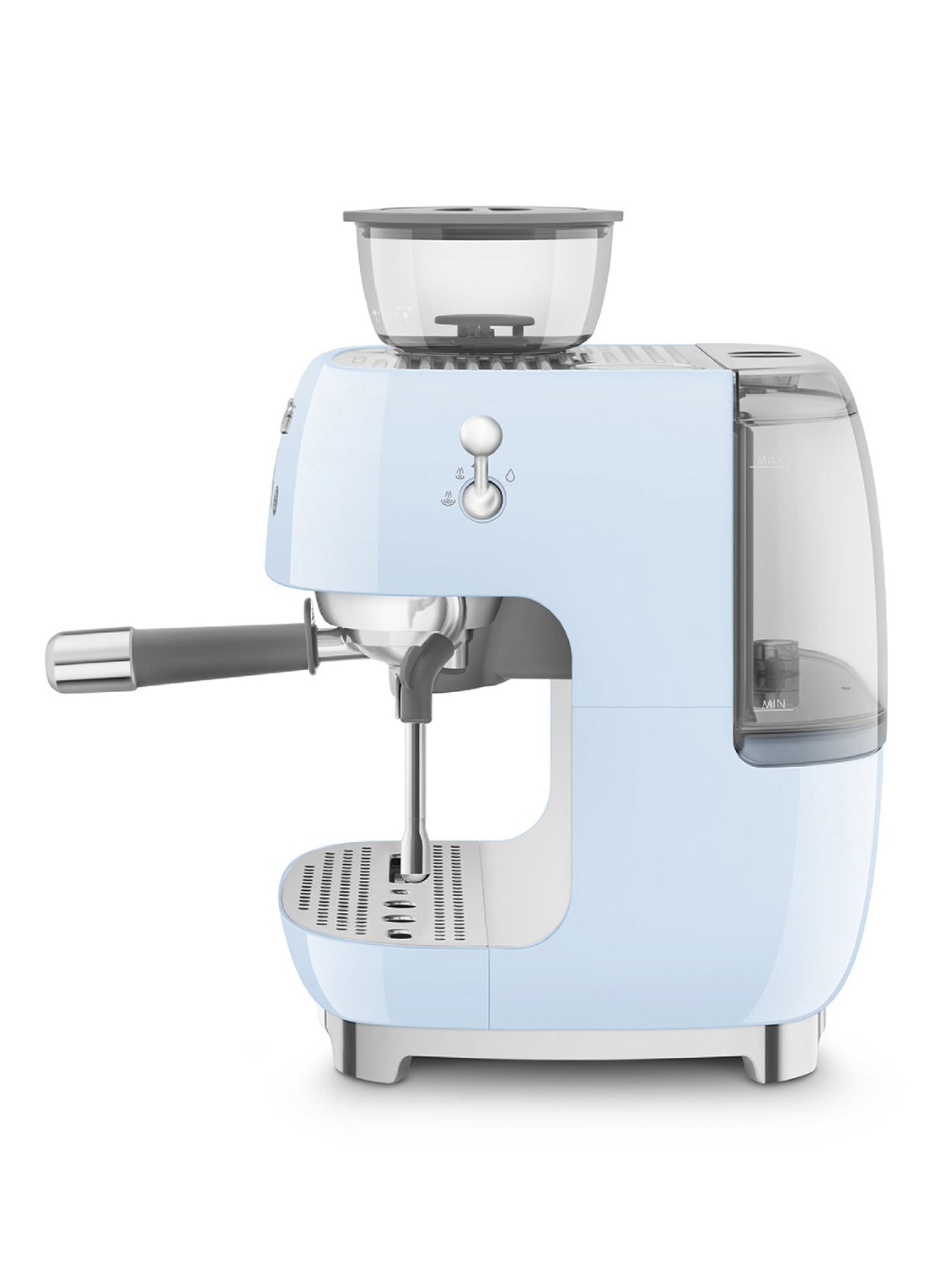 SMEG 50's Style handmatige espressomachine EGF03PBEU - achterkant pastelblauw
