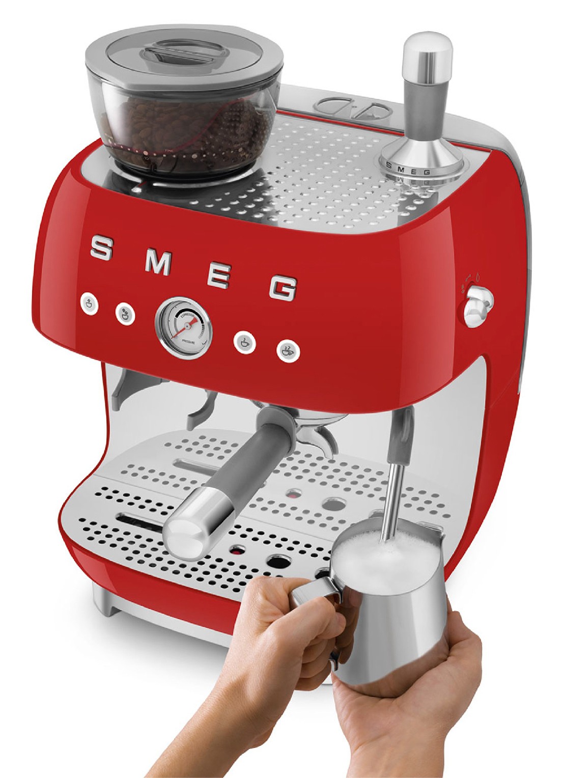 SMEG 50's Style handmatige espressomachine EGF03RDEU - detail 4 rood