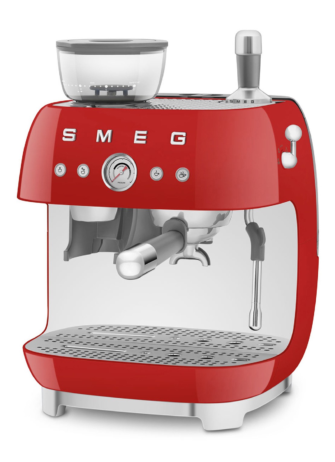 SMEG 50's Style handmatige espressomachine EGF03RDEU - voorkant 2 rood