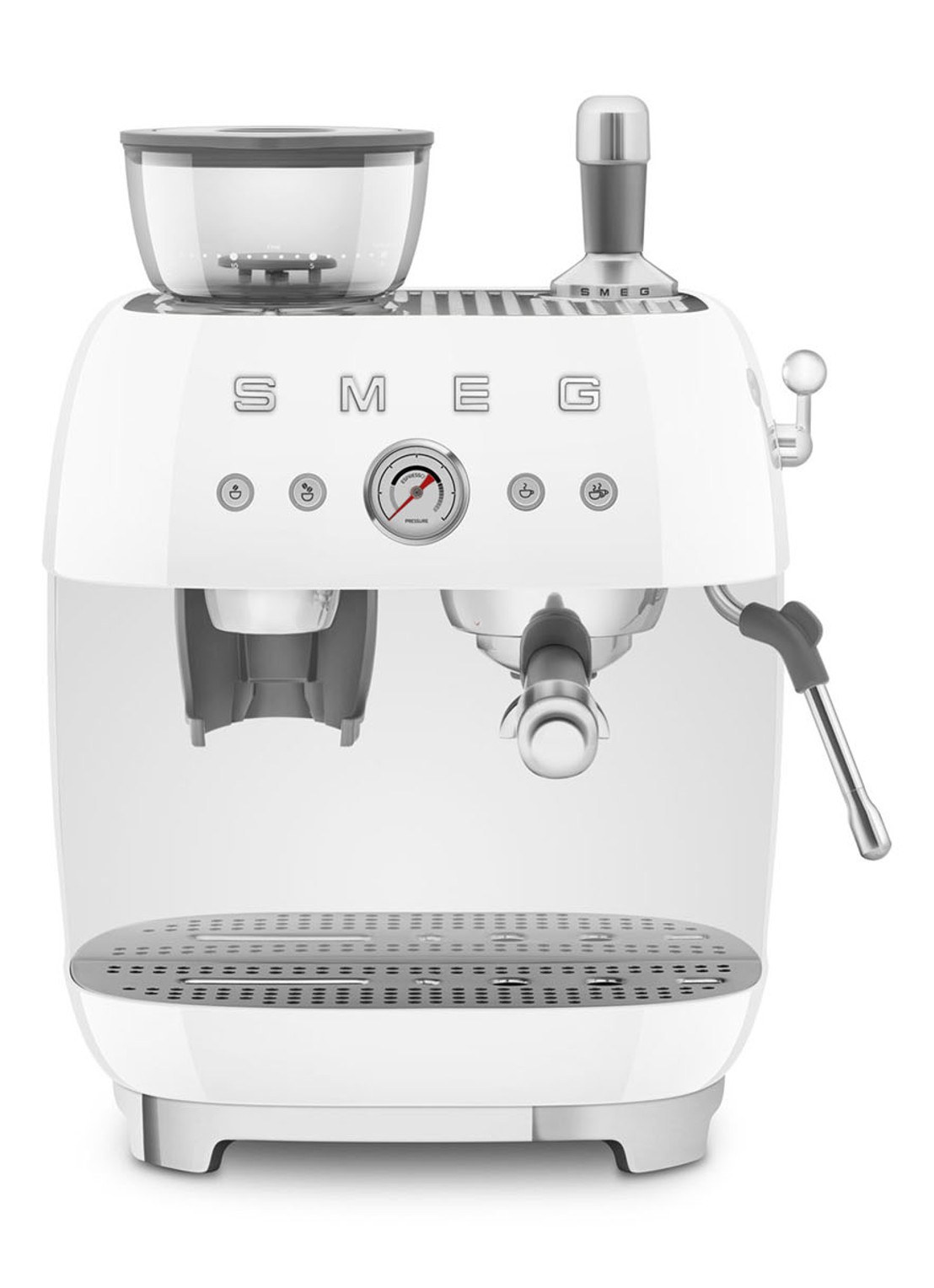 SMEG 50's Style handmatige espressomachine EGF03WHEU - voorkant 2 wit