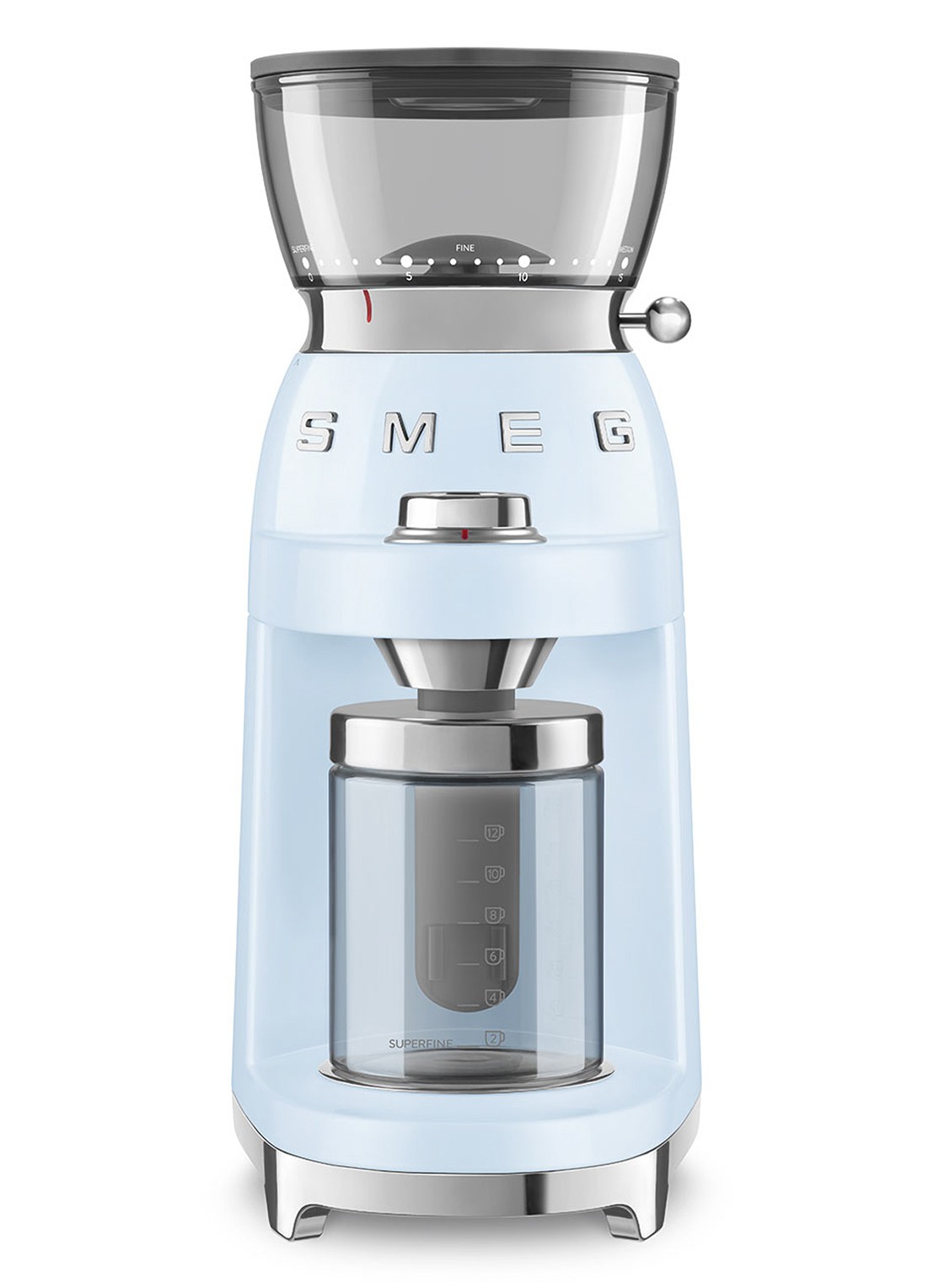 SMEG 50's Style koffiemolen CGF03 - voorkant 2 lichtblauw