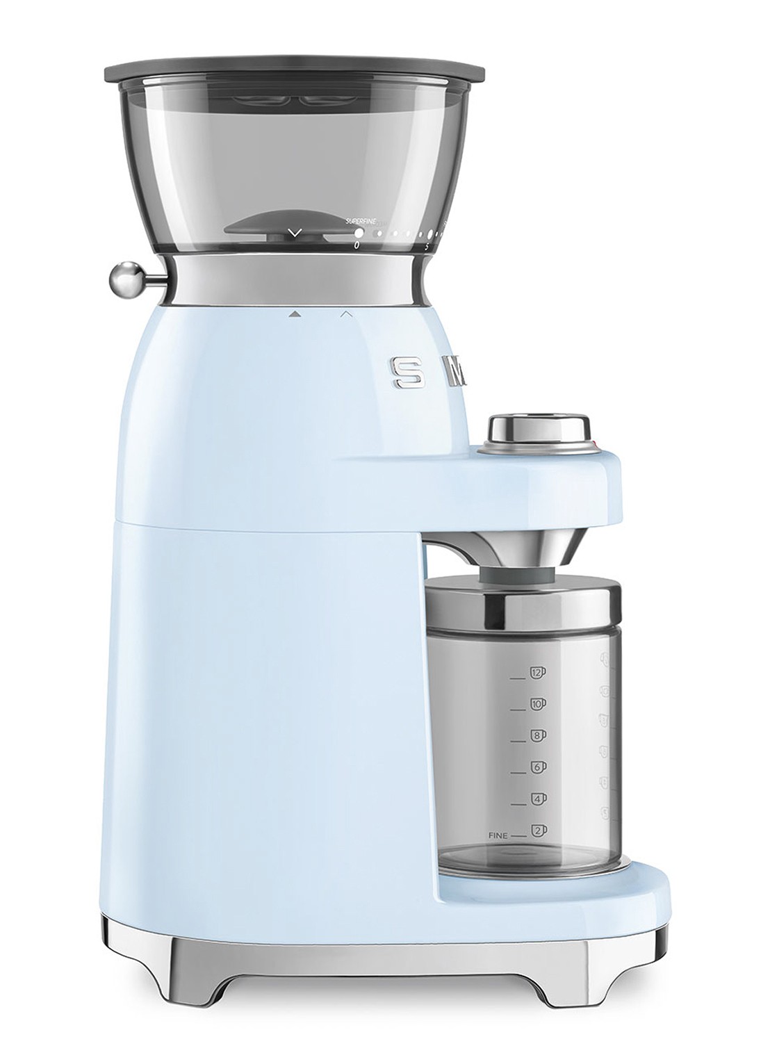 SMEG 50's Style koffiemolen CGF03 - voorkant 3 lichtblauw