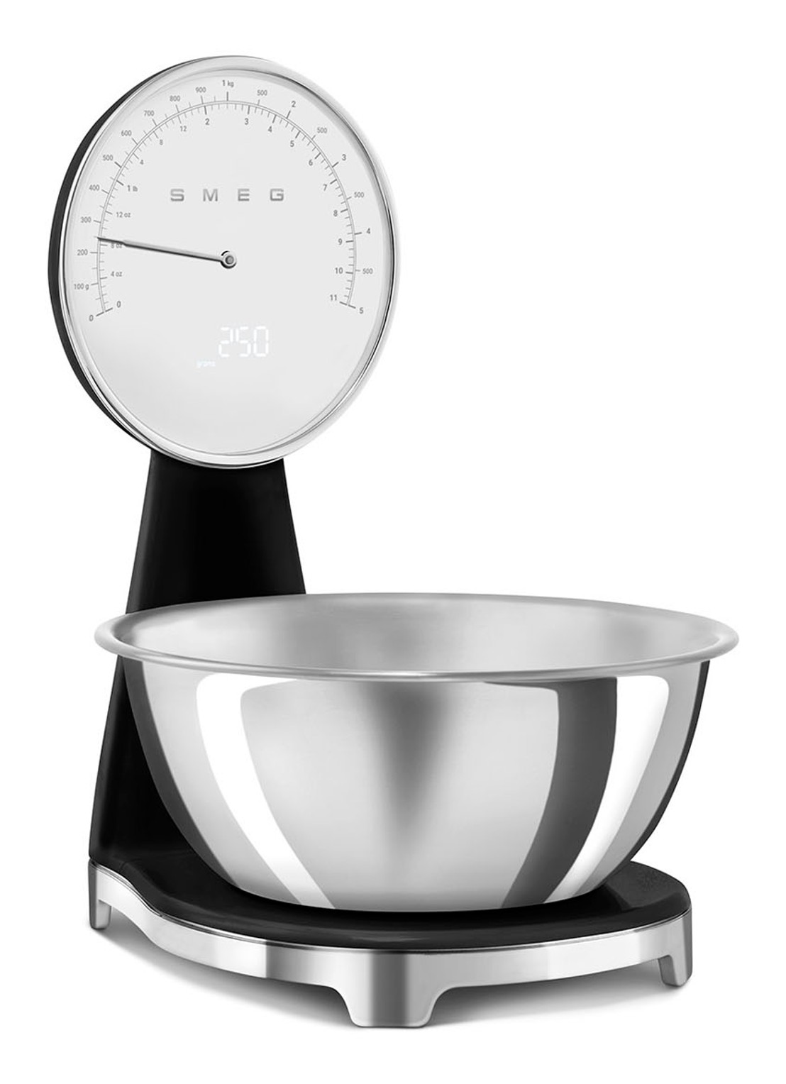 SMEG Digitale analoog keukenweegschaal - voorkant 2 zwart
