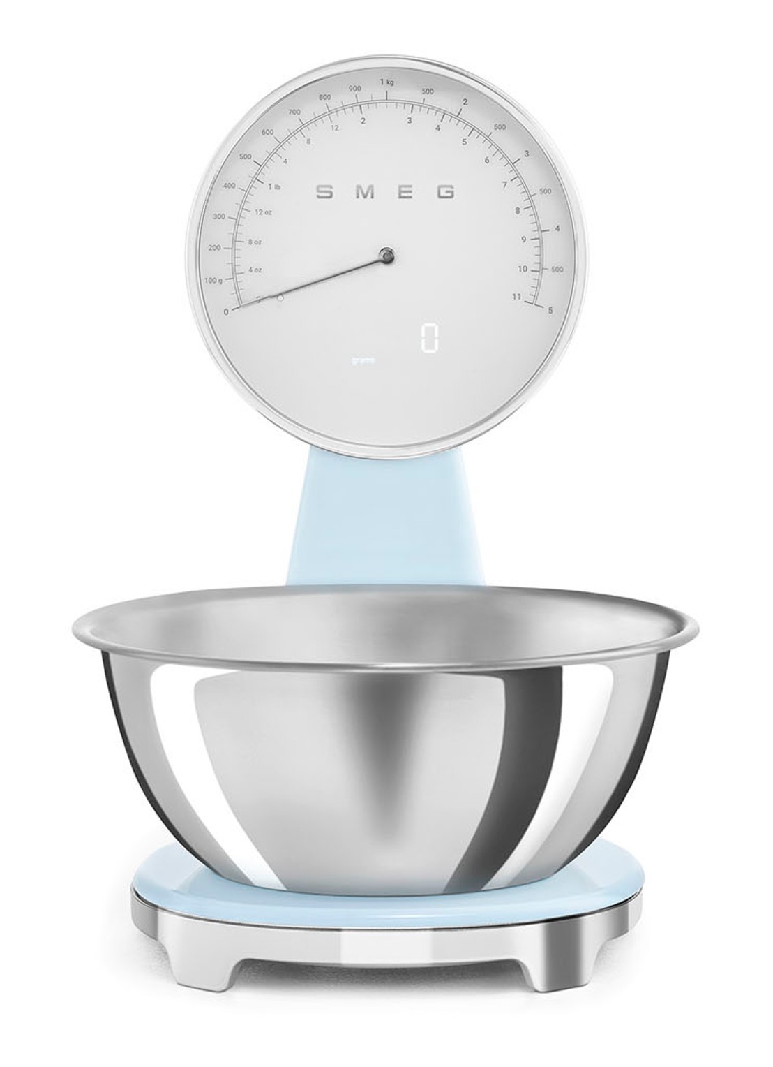 SMEG Digitale analoog keukenweegschaal - voorkant 4 lichtblauw