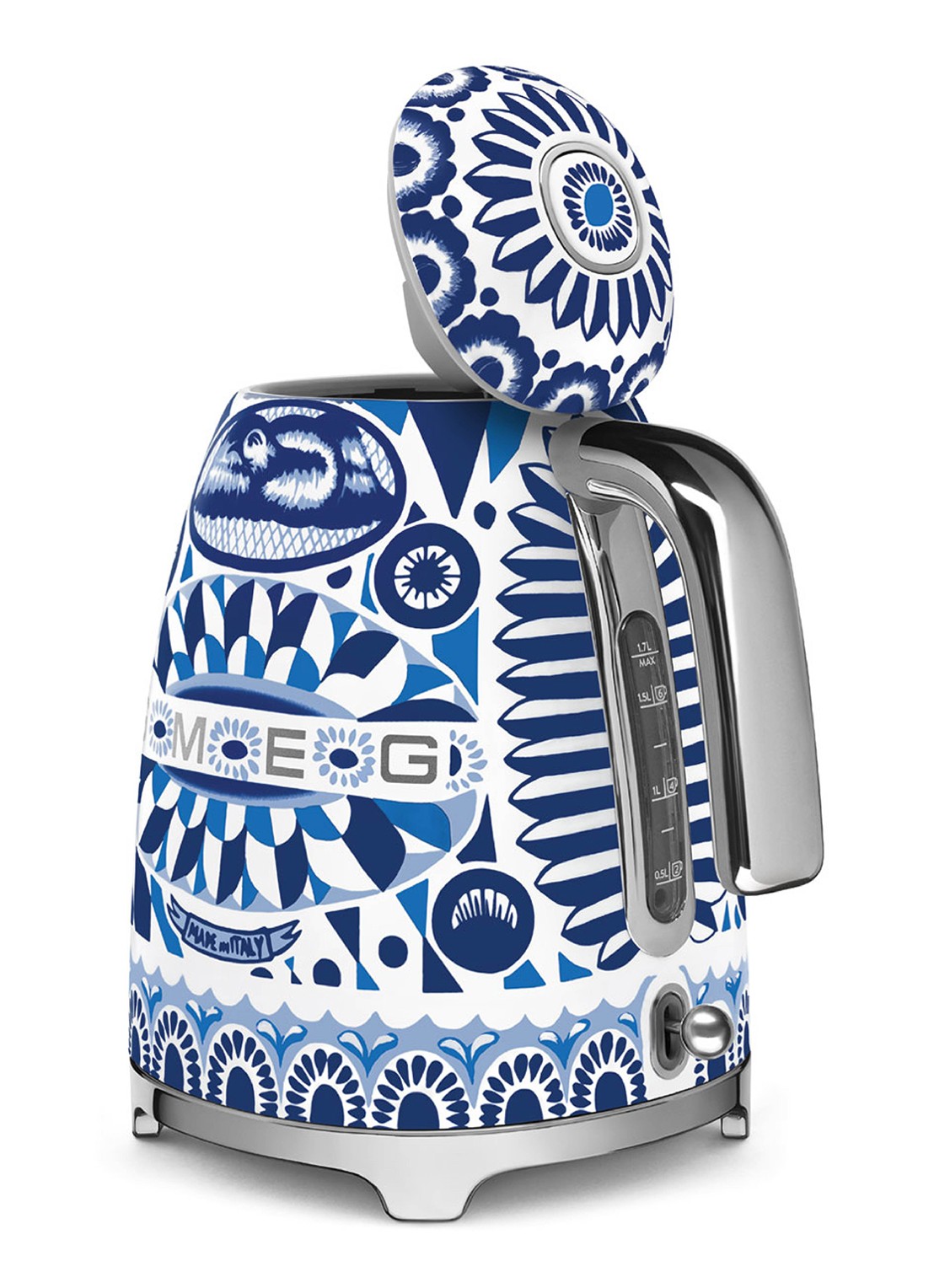 SMEG Dolce & Gabbana Blu Mediterraneo waterkoker KLF03DGBEU - achterkant blu mediterraneo